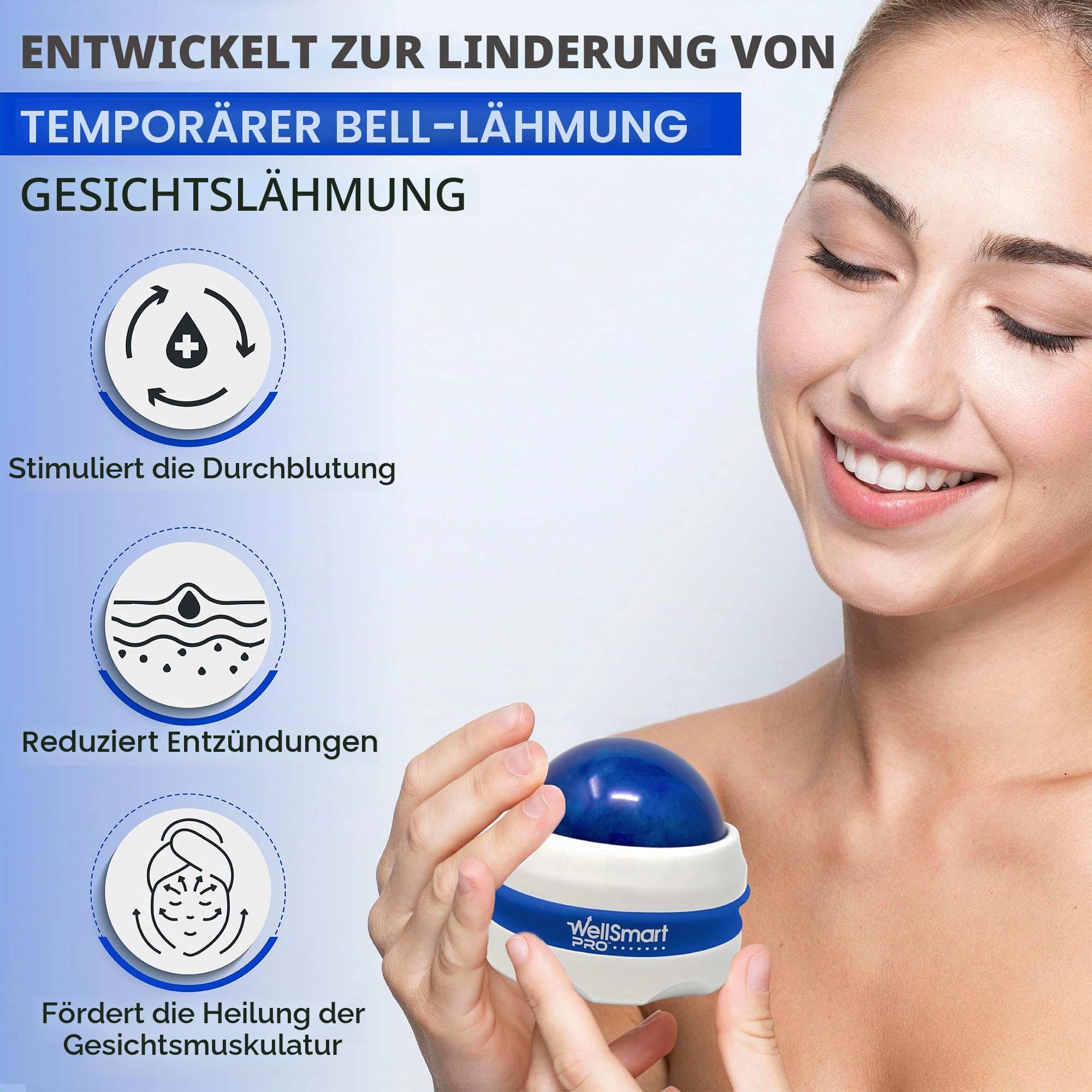 Bell's Lähmungsmassagegerät und Gesichtsstimulator für Lähmungen, Nerven und Muskeln, lindert Steifheit und Entzündungen für Gesicht, unter den Augen, Kiefer, Mund, 2-teiliges Set