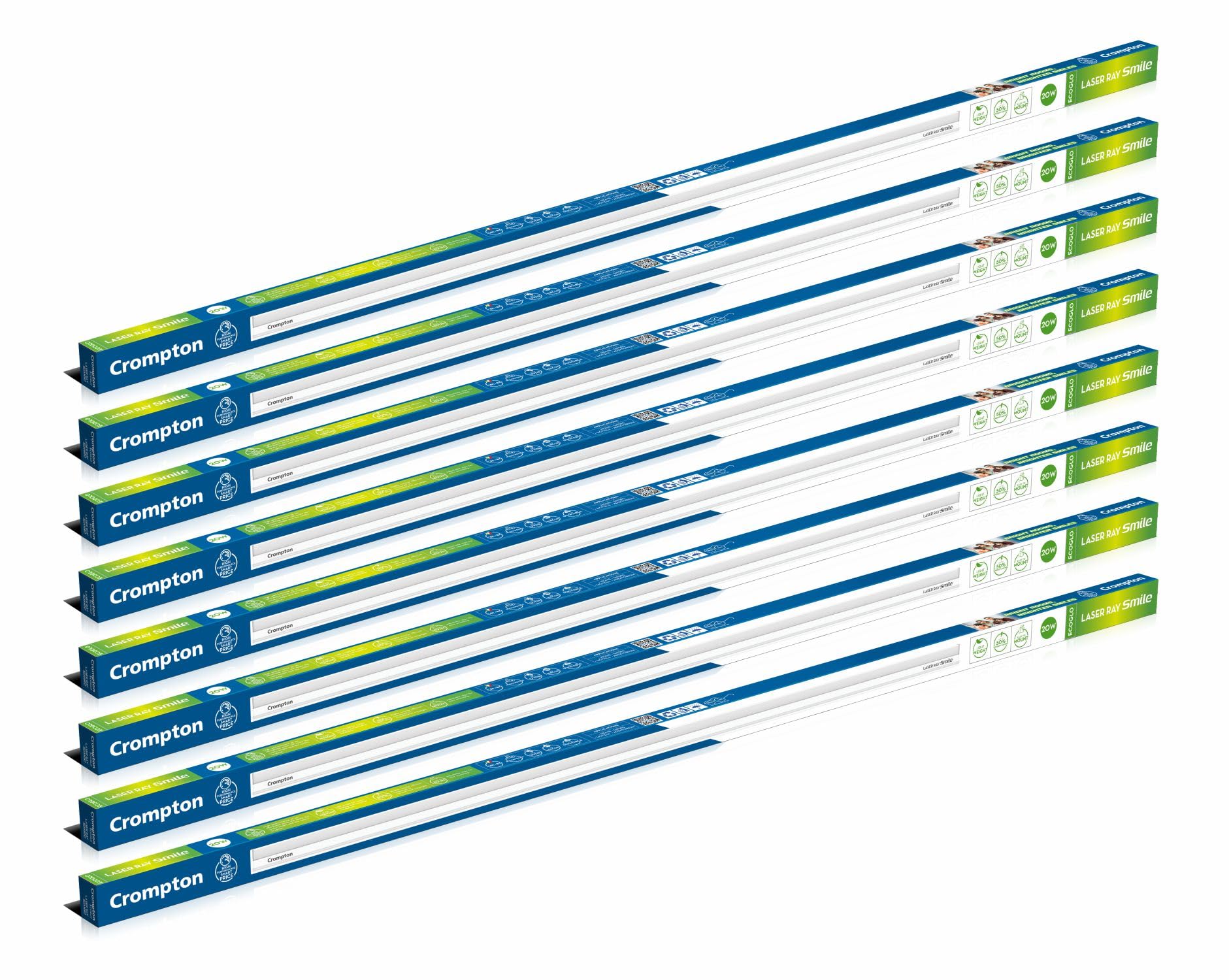 Crompton Laser Ray Smile 20W LED Batten | Energy Efficient Batten for Home | Cool Day Light (6500K) (Pack of 8)