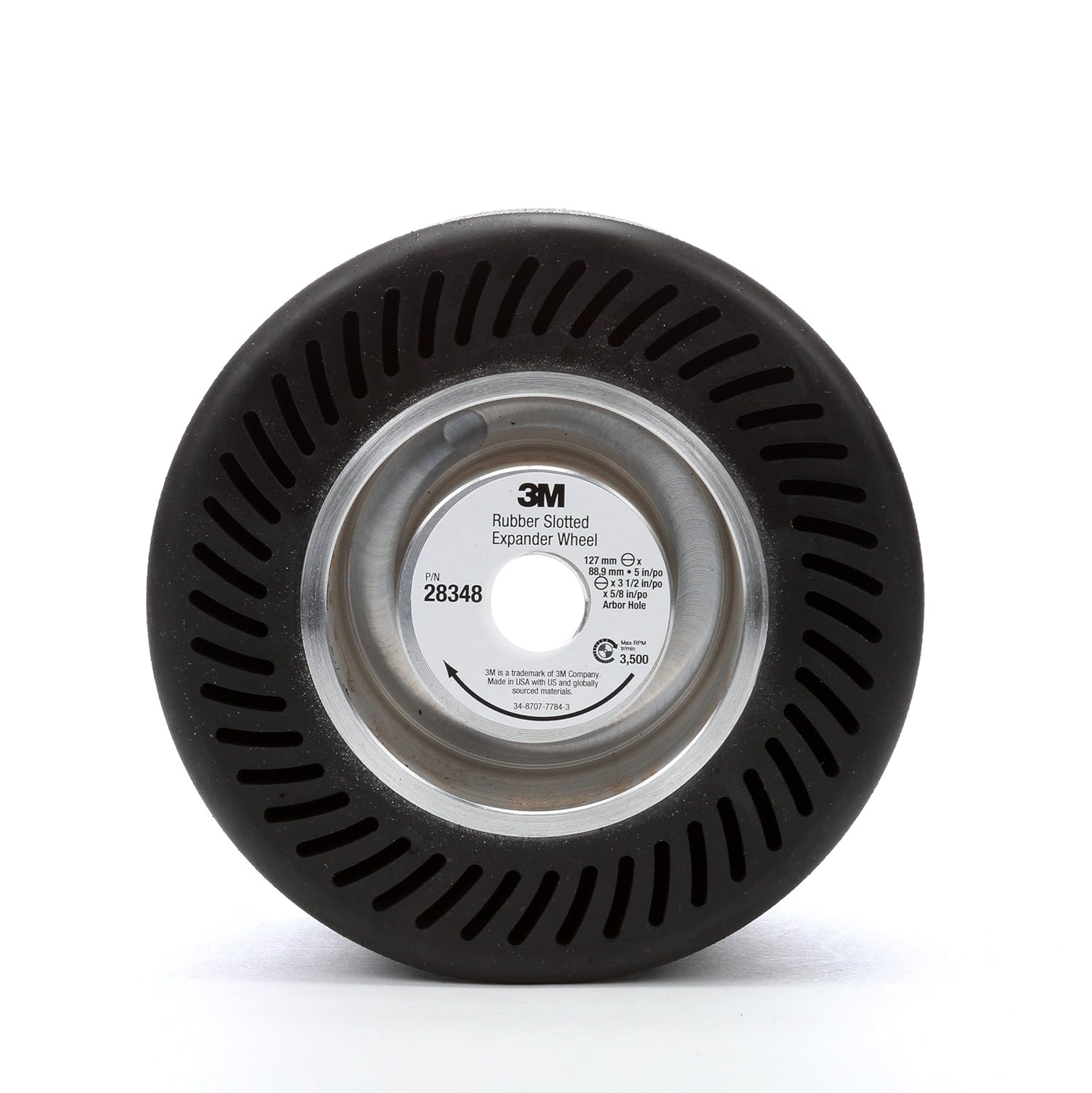 3M Rubber Slotted Expander Wheel 28348, 5 in x 3-1/2 in 5/8 in Arbor Hole, 1 per case