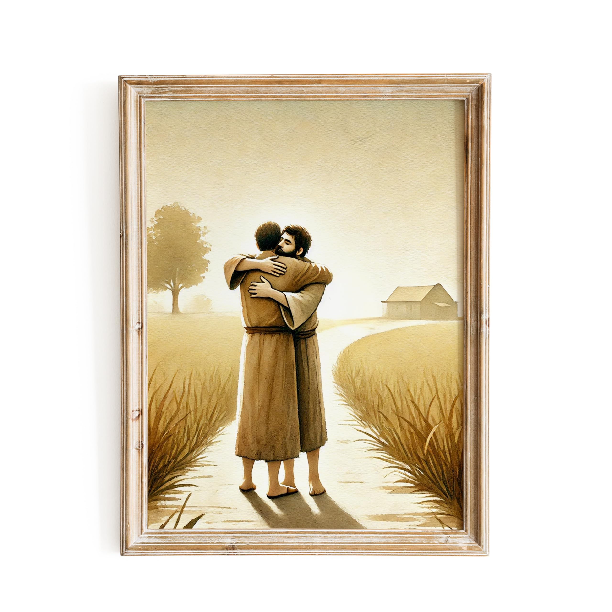 ESSEN Life | The Embrace of Forgiveness | Luke 15:20, Biblical Wall Art, Christian Home Decor, Religious Poster, Inspirational Gift (8"x10" UNFRAMED)