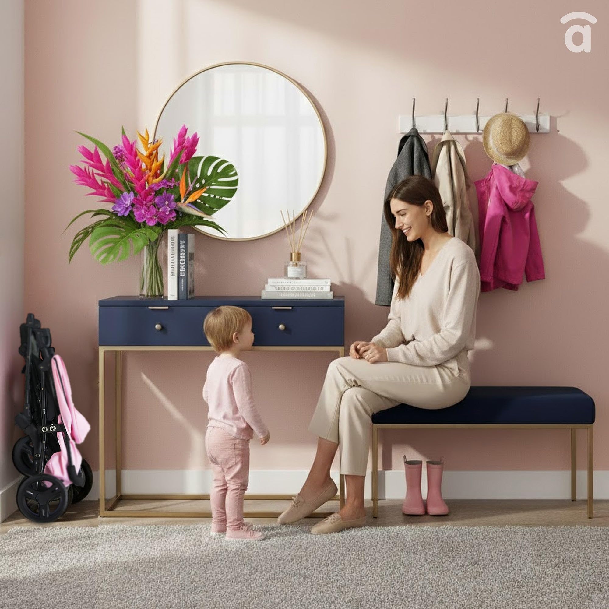 Asalvo CÁDIZ Silla de Paseo Ultraligera para bebé, Carrito de paseo, Respaldo Reclinable, Arnés 5 Puntos, SPF50+, Capota con Ventana, Manejable, Máxima Seguridad, Hasta 17 kg, Petróleo