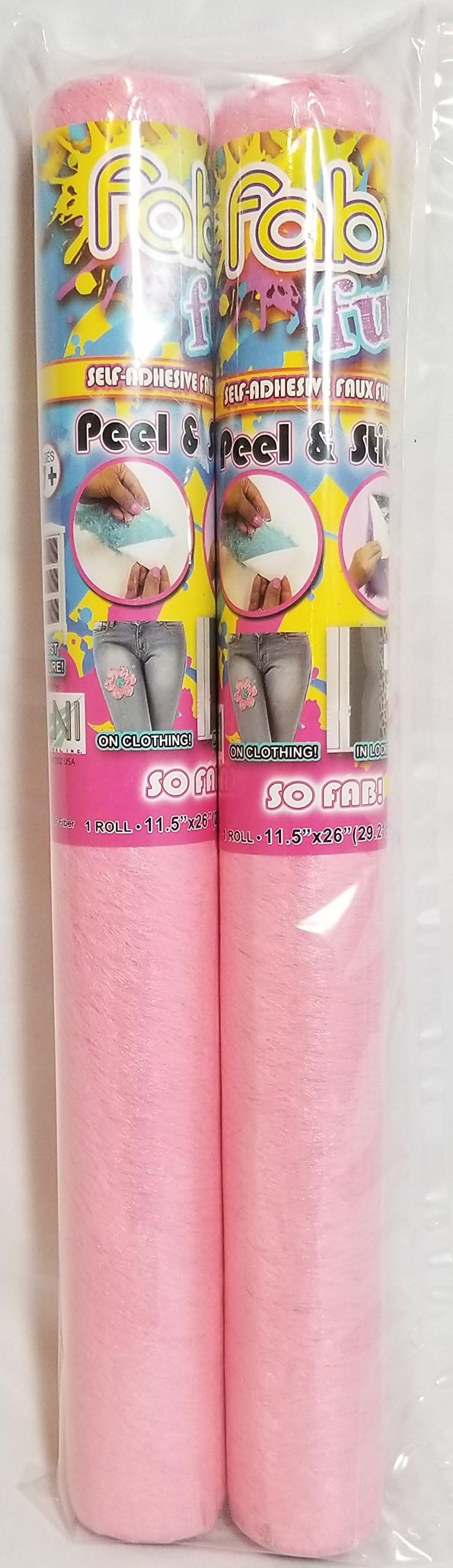 Fab Fur (TM) Self Adhesive Faux Pink Fur Roll (Set of 2 Rolls)