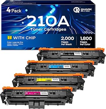 210A Toner Cartridges 4 Pack Color Pro MFP 4301fdw Compatible with HP 210A 210X W2100A for Color Pro MFP 4301fdw 4301fdn Pro 4201dw 4201dn Printers with Chip, Bk/C/M/Y