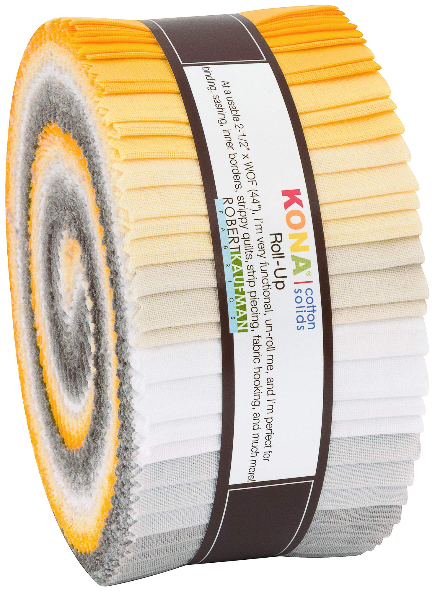Kona Cotton Sunny Side Up Palette Roll Up 40 2.5-inch Strips Jelly Roll Robert Kaufman