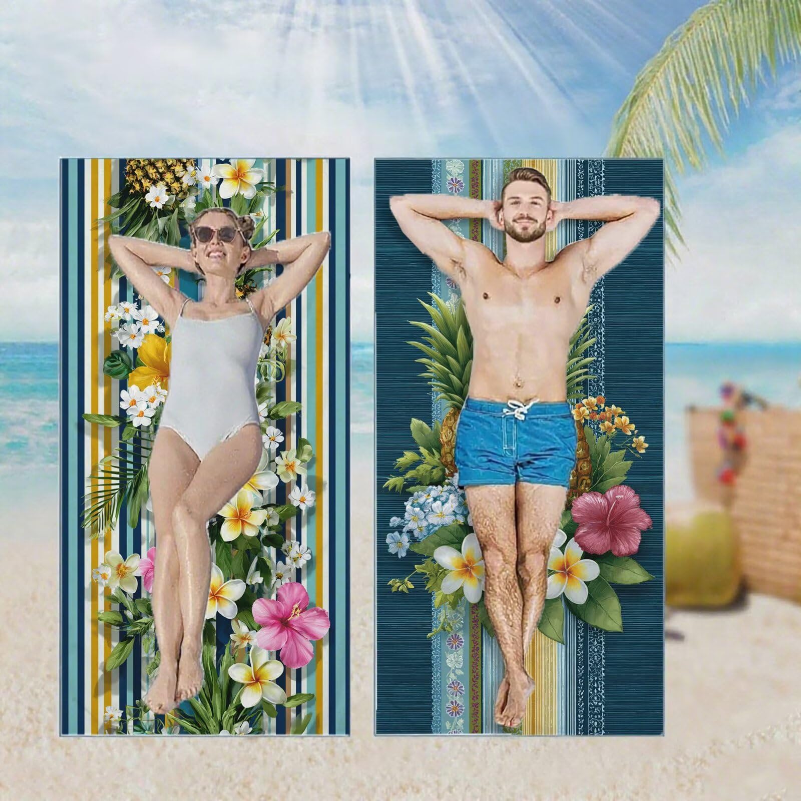Ręcznik plażowy, ręczniki plażowe z mikrofibry, szybkoschnące lekkie ręczniki podróżne bez piasku, duży ręcznik kąpielowy dla dorosłych 90 x 200 cm, do pływania na basen, jogę, siłownię, kemping