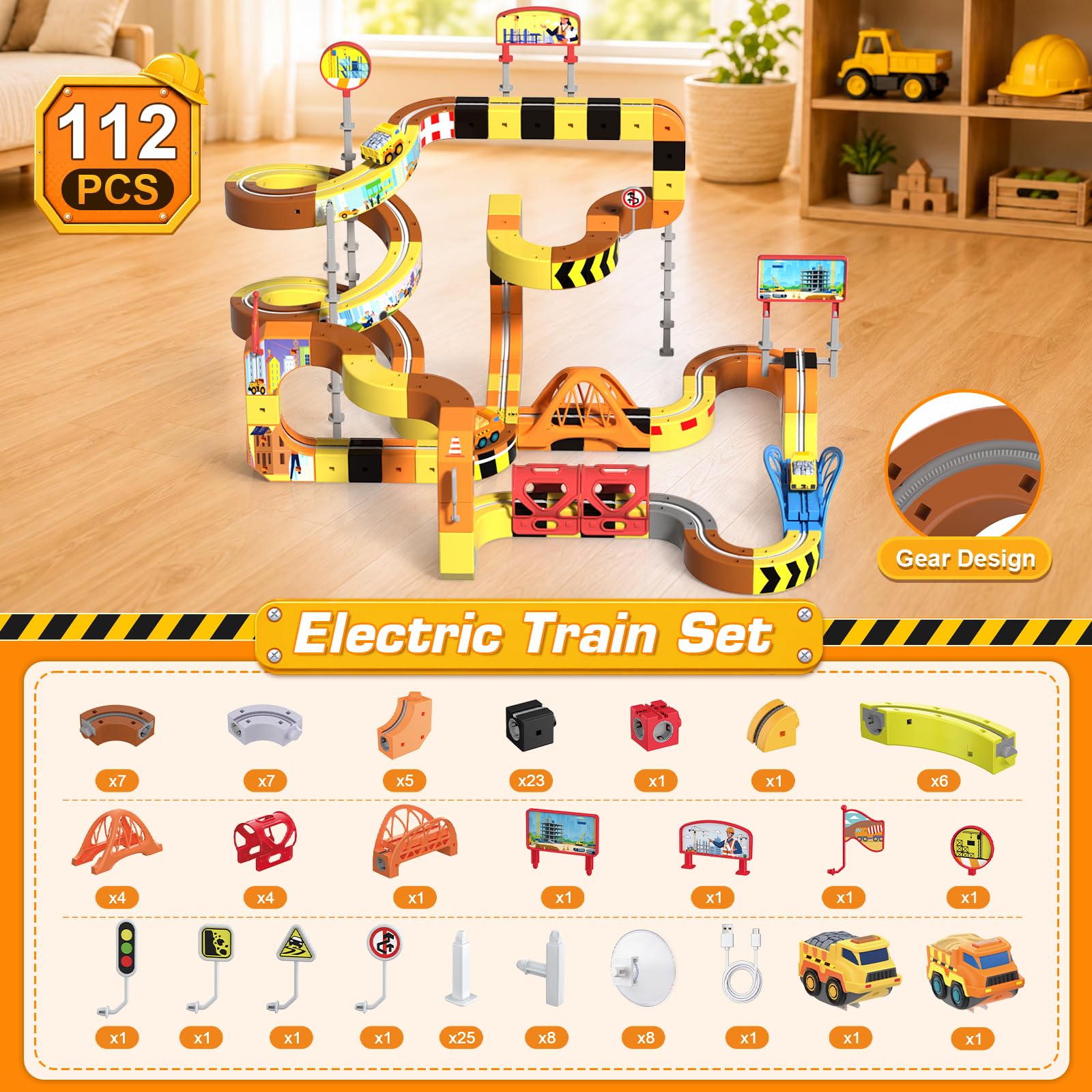 Construction Train Set - 112PCS Electric Tracks -2 Construction Train Set - 112PCS Electric Tracks -2