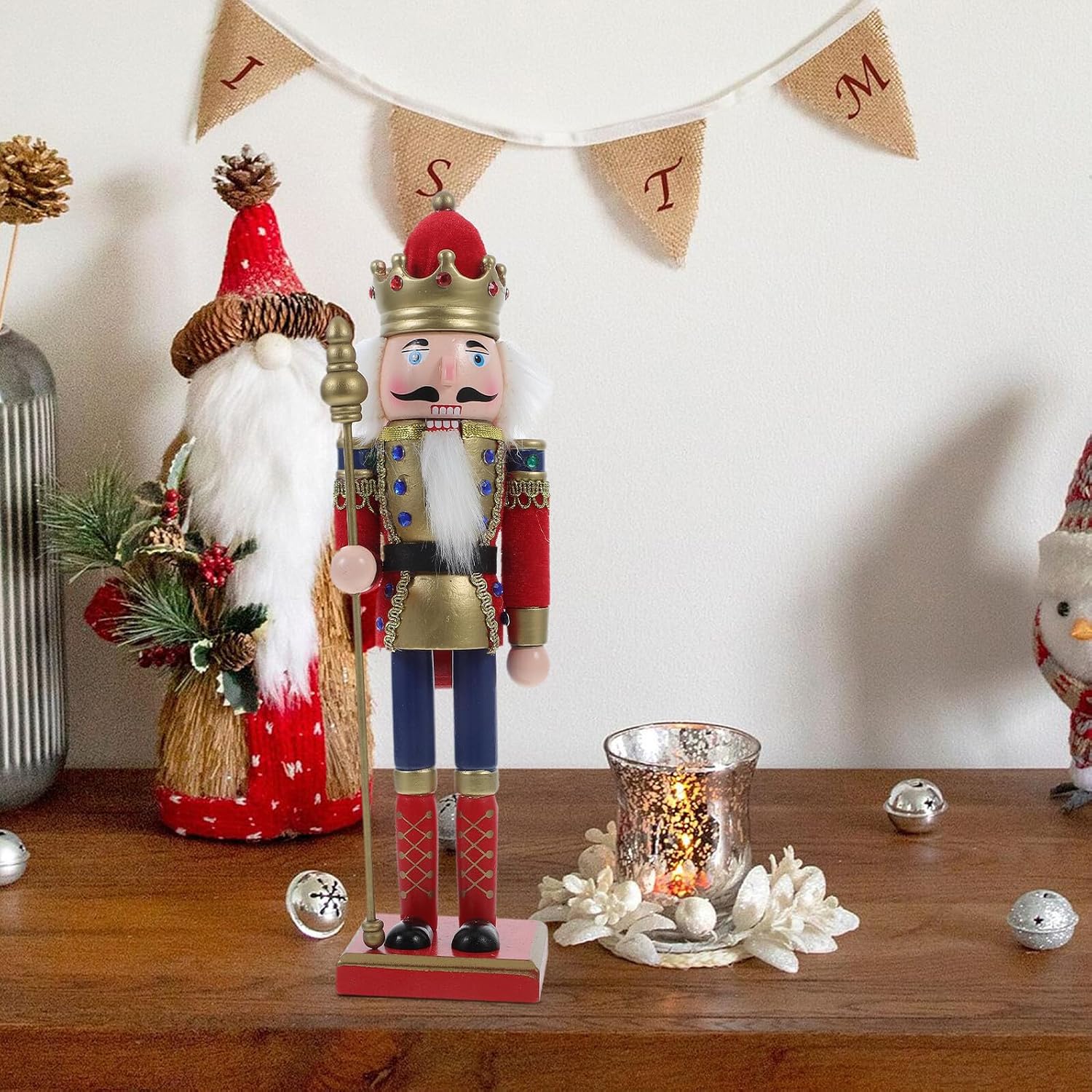 Nutcracker Soldier Figurine Christmas Wooden Nutcracker Decor Festive Collectible Ornament Holiday Tabletop Display