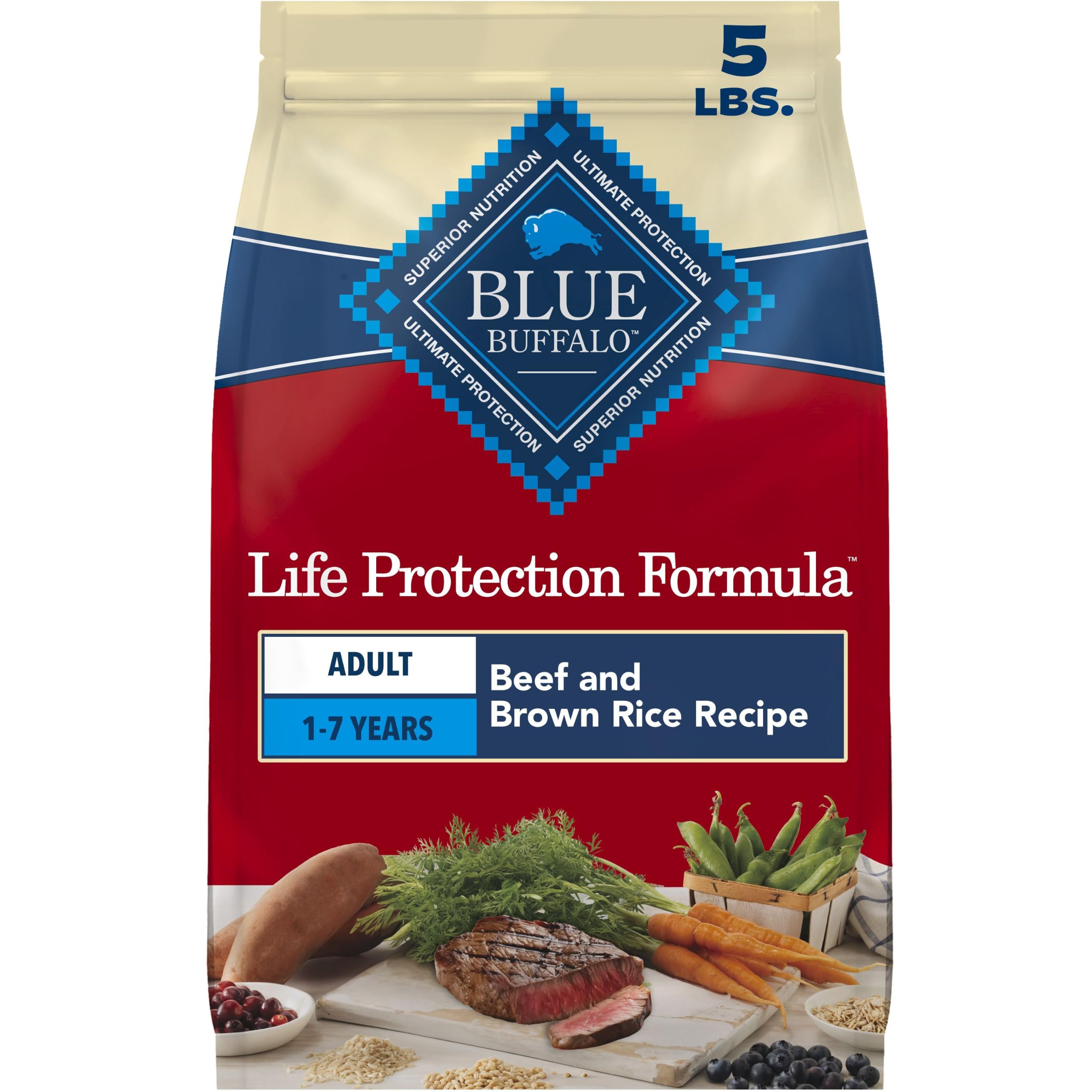 Blue Buffalo Life Protection Formula Beef Adult Dry Dog Food, 5 lb
