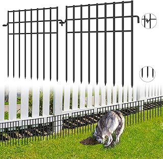 12 Pack Animal Barrier Fence - 13in(H) x12.2ft(L) Metal Fence Barrier for Bottom, 1.2 in Gap Dog & Rabbit Fencing for Garden