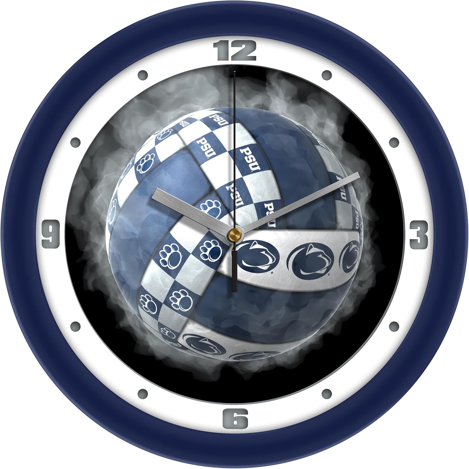 SunTime Penn State Nittany Lions Volleyball Wall Clock - 11.5 Inch Silent Sweep Clock - Officially Licensed College Sports Decor for Home, Office, or Dorm Room - Unique Volleyball Design