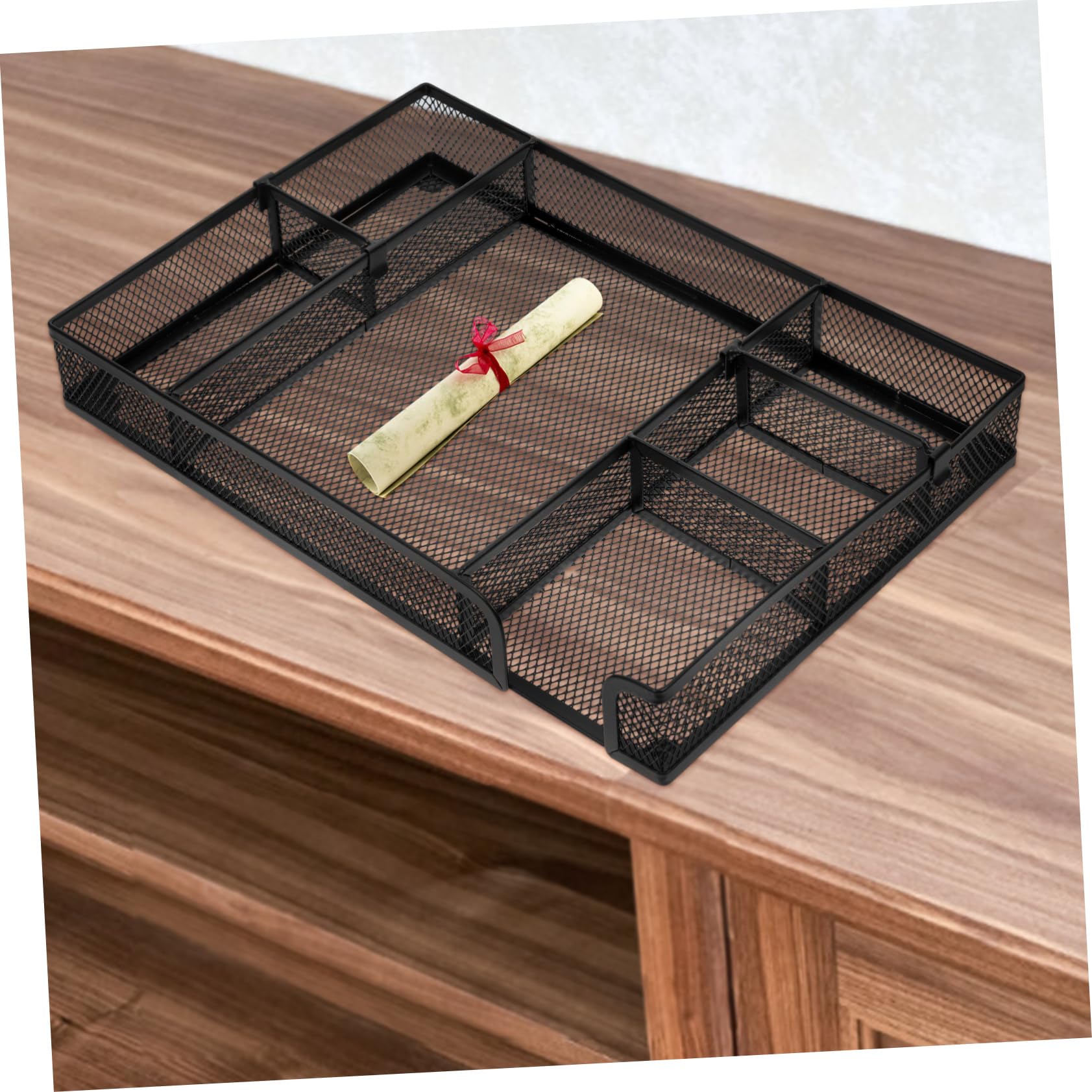 PLAFOPE Organizador 6 de Escritorio Negro de Metal Cajones Compartimentos