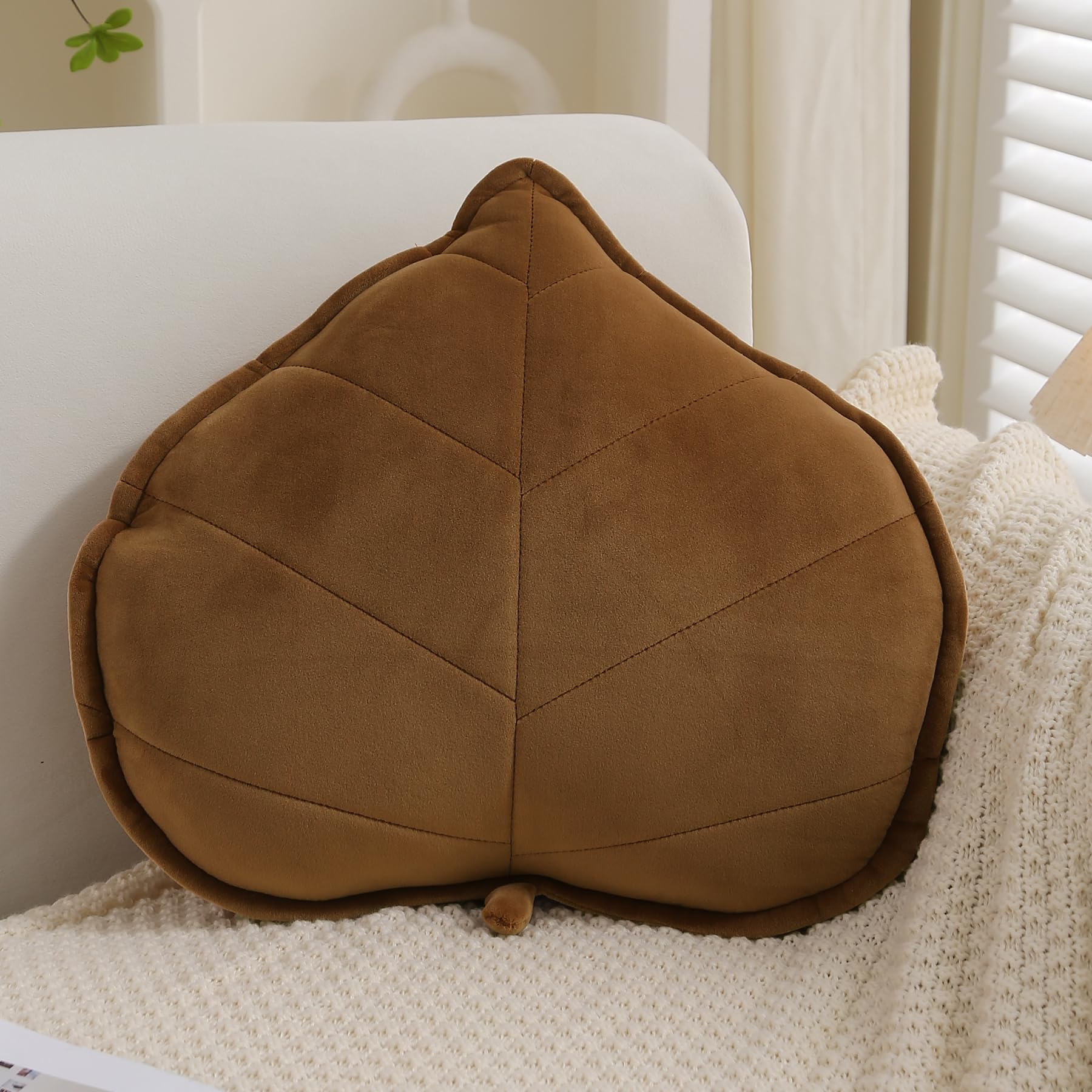 Elero - Almohada de felpa en forma de hoja en 3D, cojín para plantas, decoración del hogar, para coche, dormitorio, sofá, sala de estar