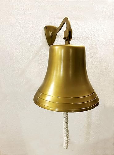 Antique Marrón 14 "Náutico barco grande campana anillo hogar cocina interior puerta campana colgante pared hogar decorativo