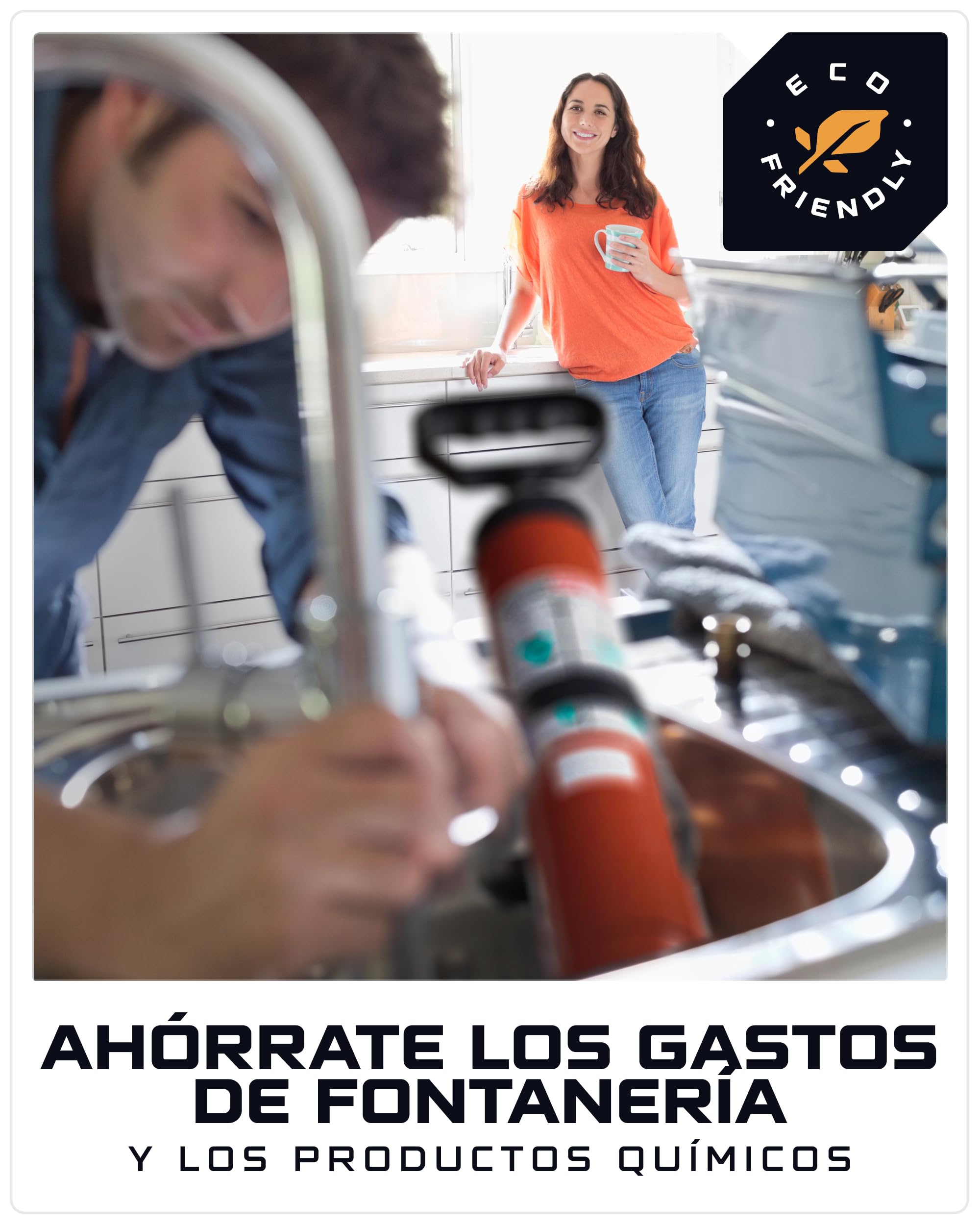 WERKSTEIN Desatascador tuberias a presión I Aparato para desatascar tuberias I Bomba de drenaje profesional de aire comprimido I Limpiador rápido y eficaz de tuberías I Incluye 2 adaptadores