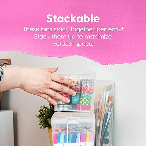 Miniatura 9 de IRIS USA - Contenedores verticales de plástico con tapa abatible para despensa, hogar, oficina, organización, organizador pequeño apilable con