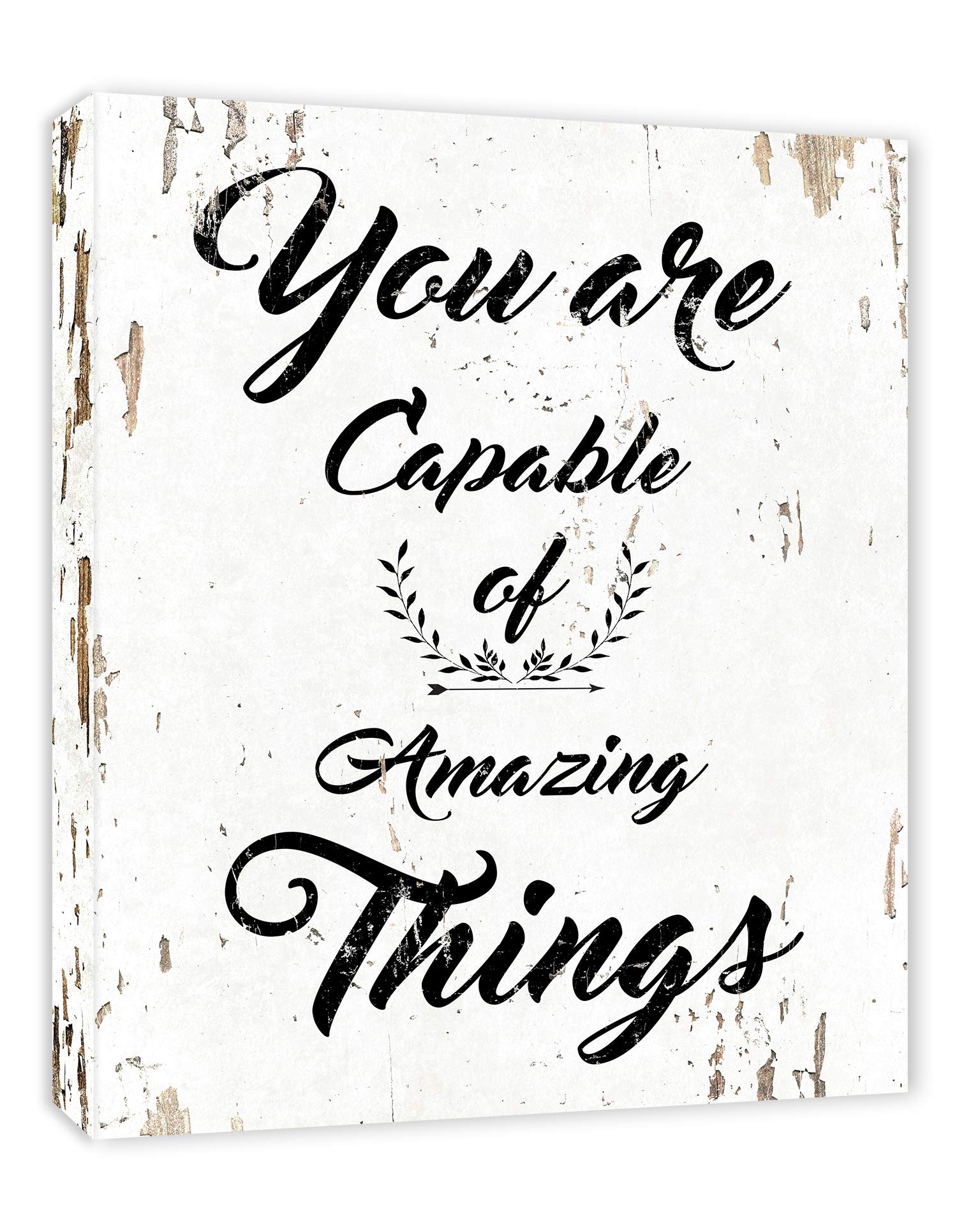 You Are Capable of Amazing Things Quote | FRAMED | Canvas Print Home Decor Wall Art, Gallery Wrap Inner Frame, White, 7x9