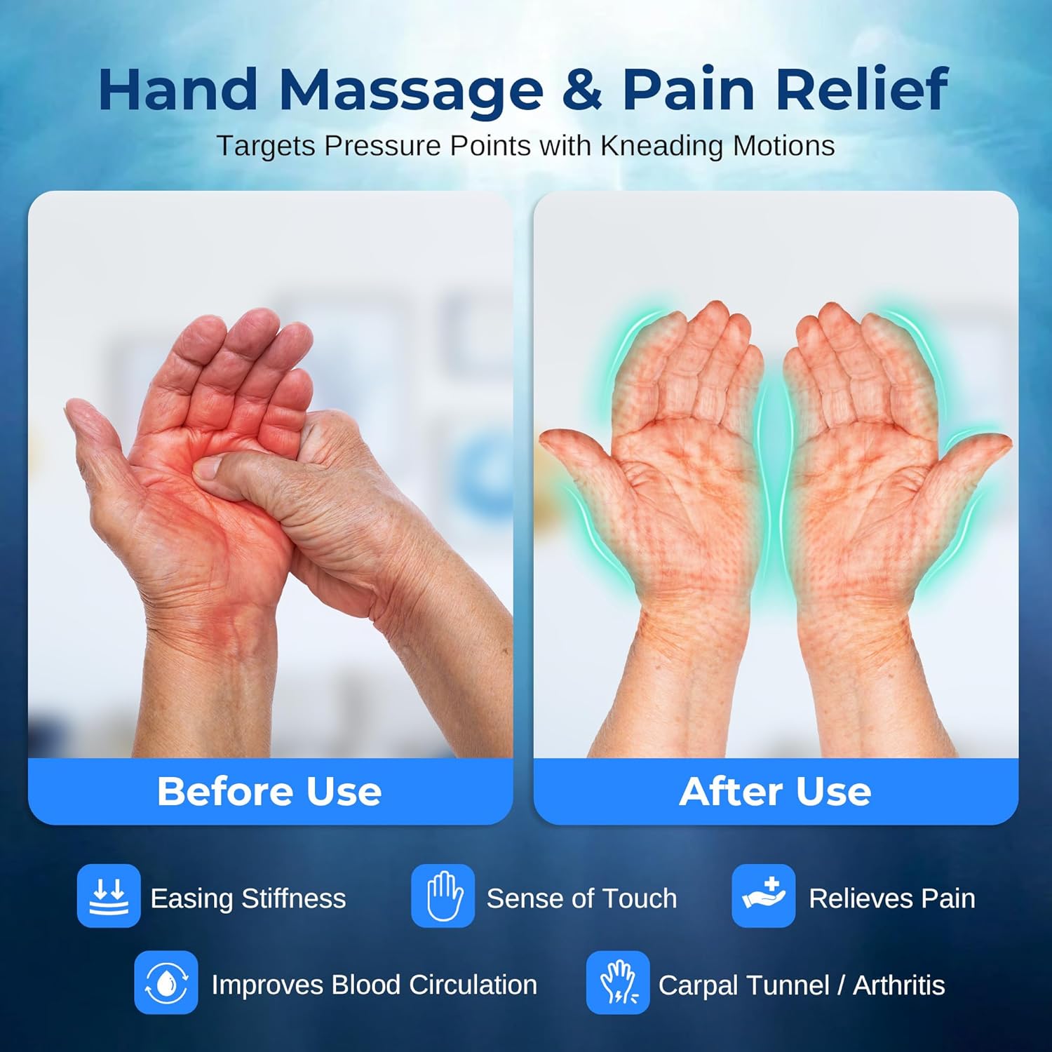 SereneLife Hand Massager with Heat and Compression with Kneading, 6 Modes, 6 Intensity Levels, 3 Timer Settings for Hand Relaxation, Stress Relief, and Muscle Tension Relief - Image 7