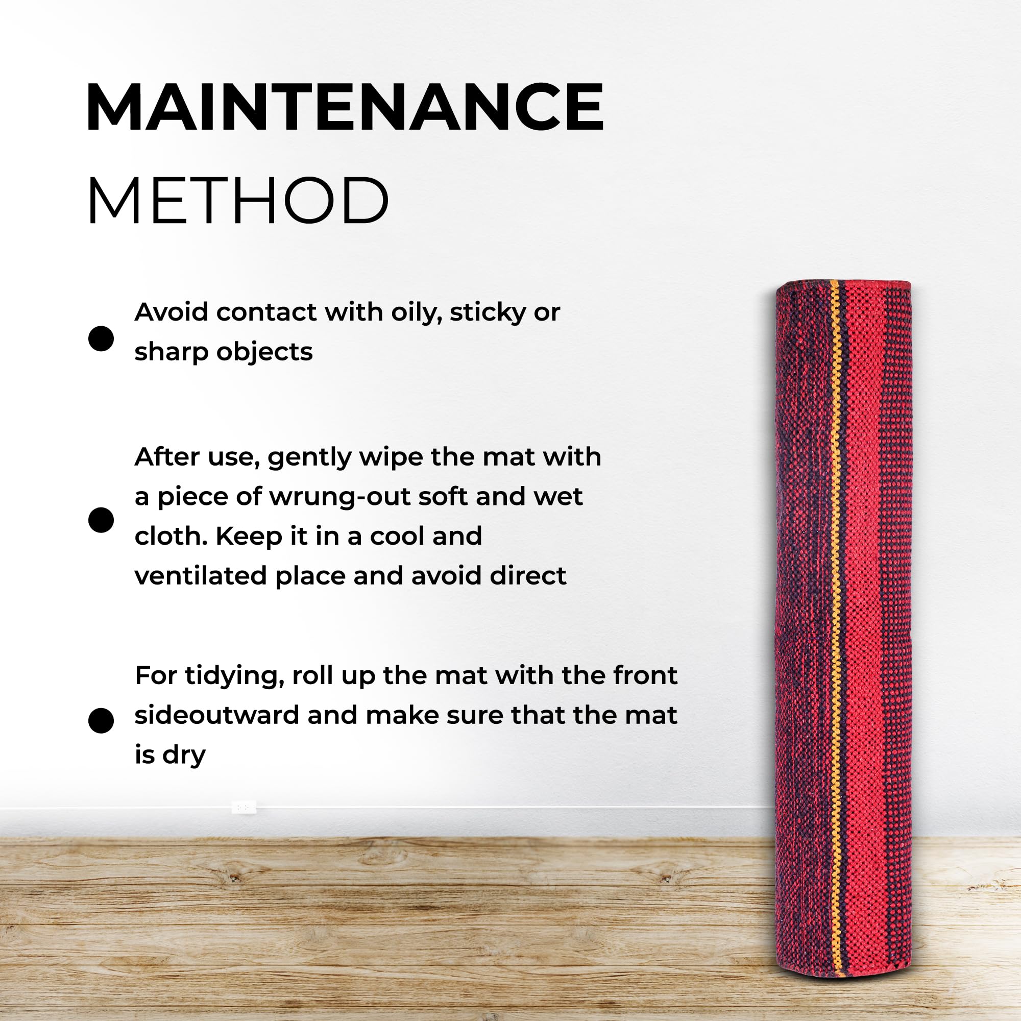 MeFree- 100 percent Cotton Yoga Mat for Men and Women, Eco-Friendly & Anti-Skid, 75 inches length x 26.5 inches width, 5mm thick (Maroon) 3
