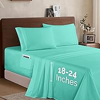 Vista 14 de Elegant Comfort - Juego de sábanas de 4 piezas de microfibra 1500, sábana bajera suave elástica de 18 a 24 pulgadas de profundidad, esquinas tipo