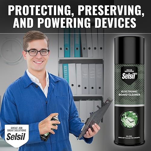Miniatura 7 de selsil Spray limpiador electrónico, 2 x 17 onzas líquidas, limpieza por contacto de placas de circuito y electrónica, seguro de plástico, secado