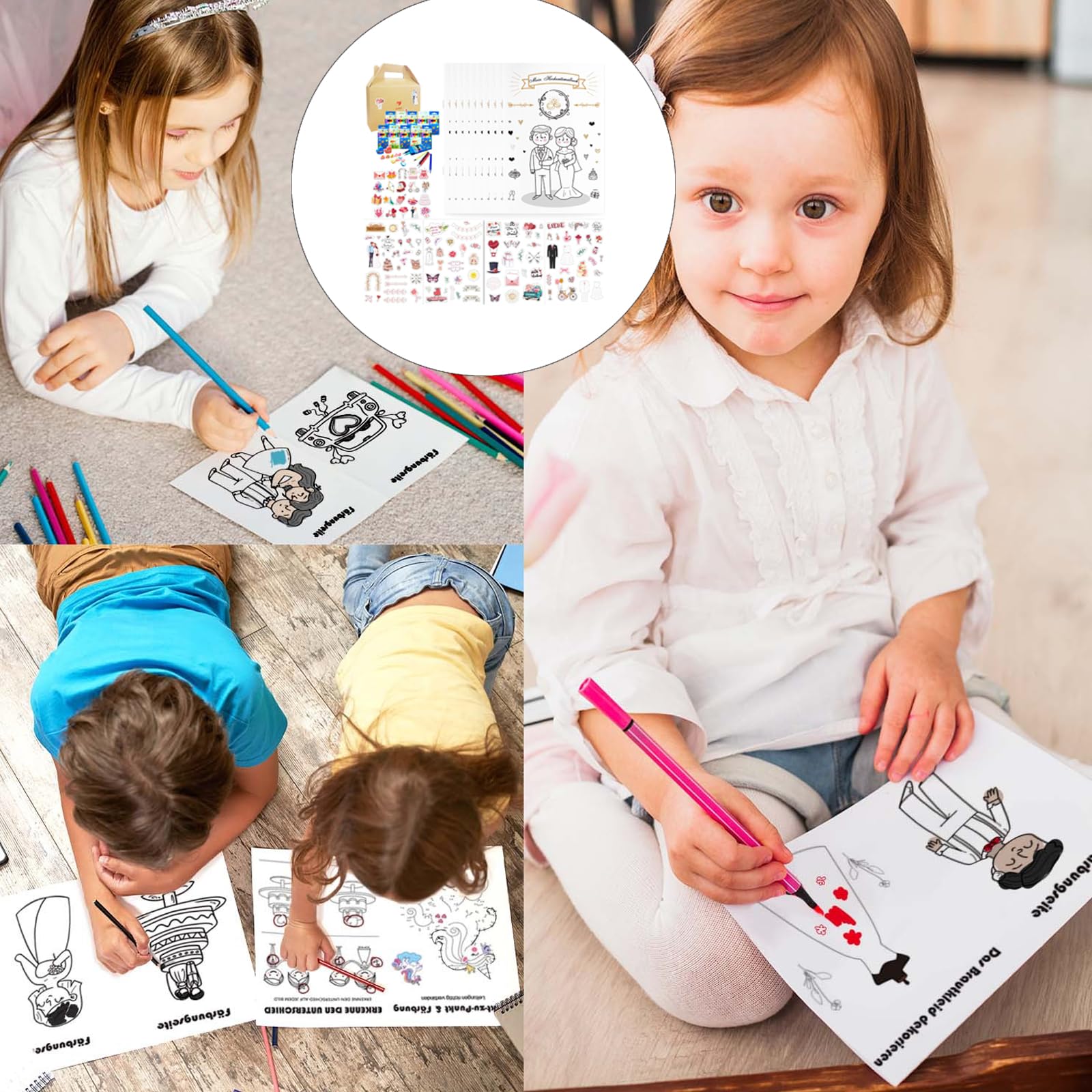 Farbenfrohe Zeichentagebuch Sammlung aus Papier für lustige Projekte in Versammlungen, in der Schule oder zu Hause Ausmalen Stressabbau