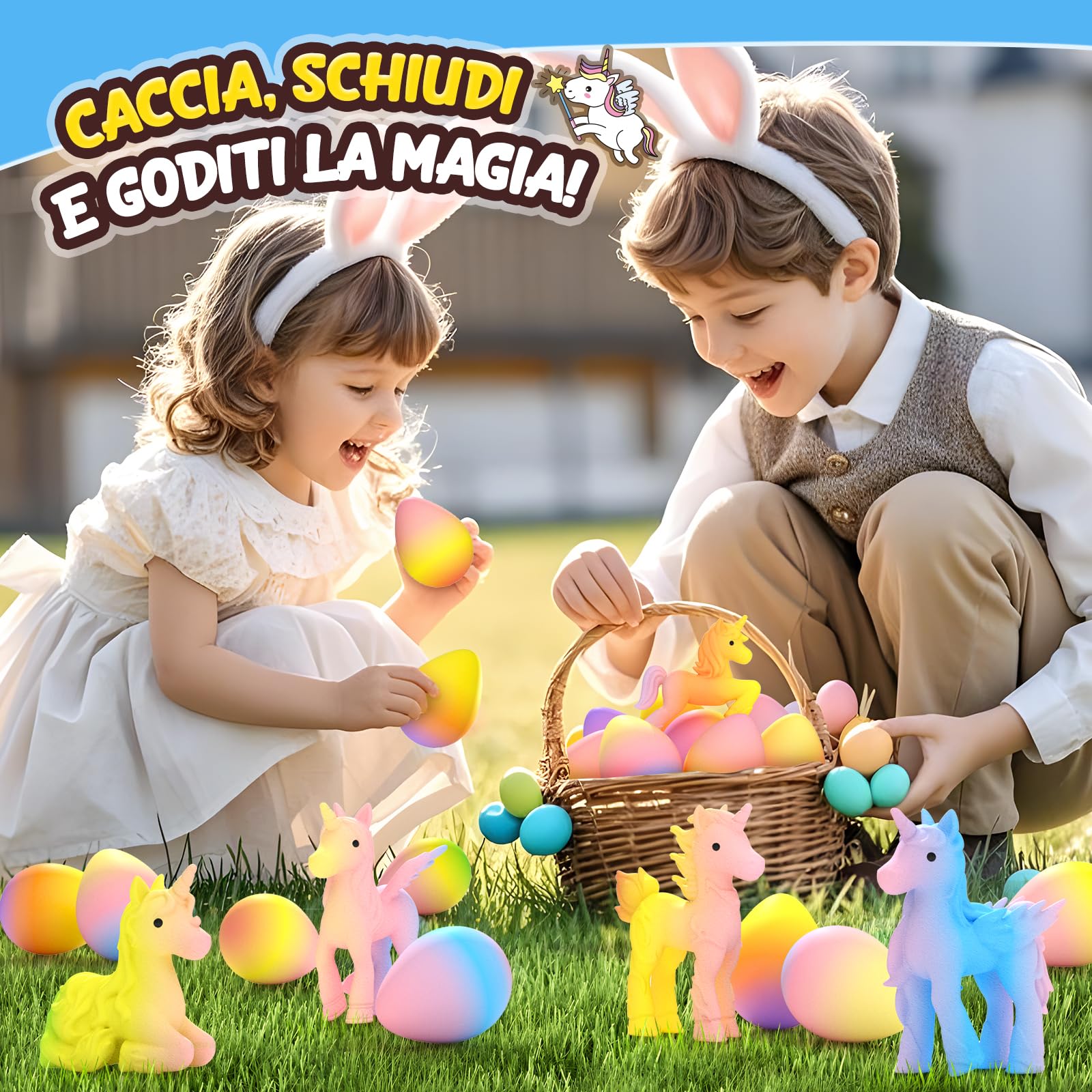 Uova Arcobaleno che Si Schiudono con Unicorni per Bambini - 6 Giocattoli Unicorno per Ragazzi e Ragazze, Idee Regalo per Pasqua o Compleanno per Bambini dai 3+ Anni - Regali per Bambine di 3 4 5 6 7 8