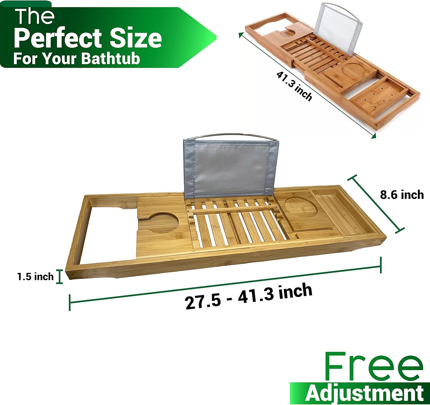 Bamboo Bath Tray Bath Tray For Tub Bamboo Caddy Tray Adjustable Bamboo Bathtub Tray : Home & Kitchen