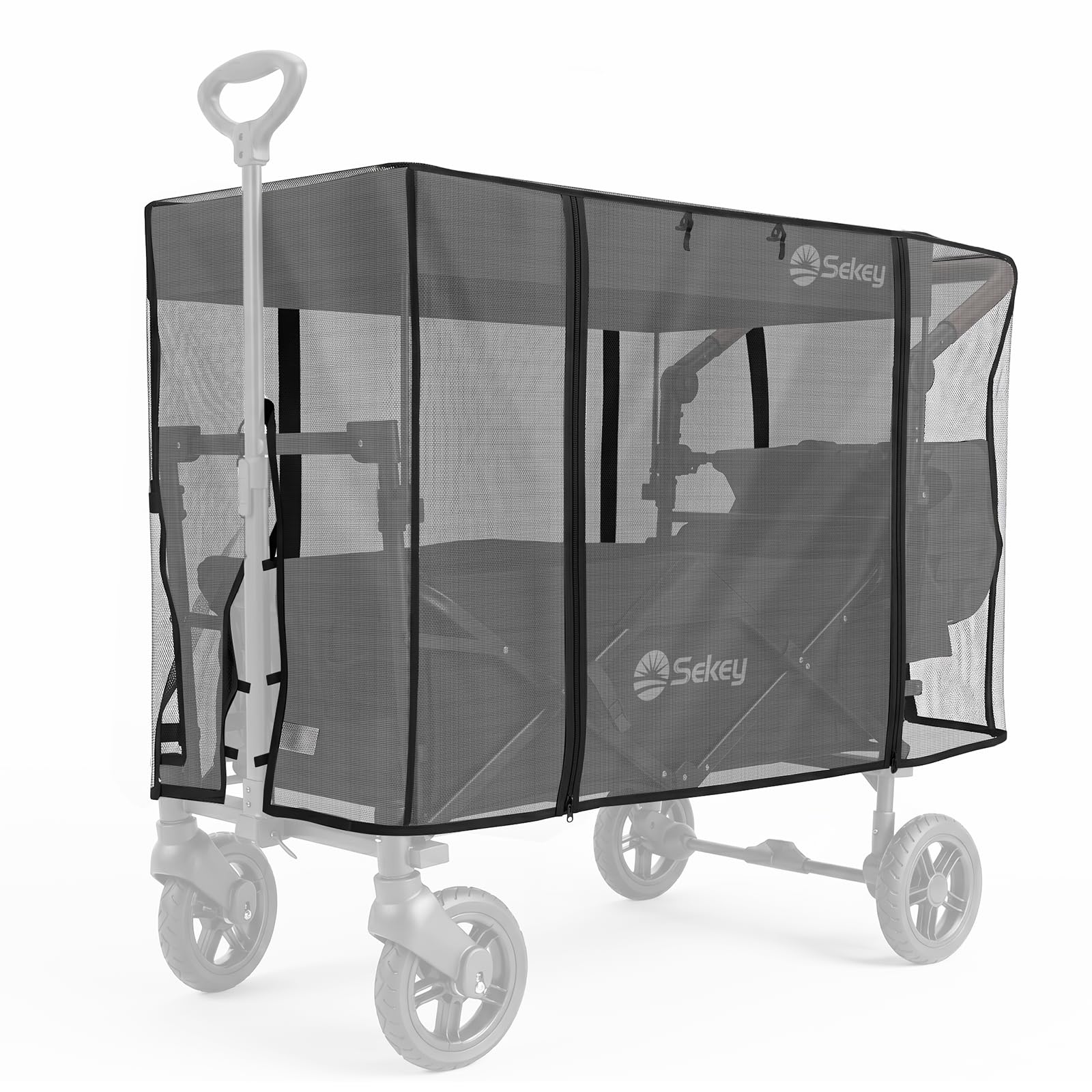 Sekey Fliegennetz für Bollerwagen Faltbar mit Dach, Kinderwagen Moskitonetz | Atmungsaktives Mückenschutznetz 60*75*110CM, Insektenschutz für Handwagen, geeignet für SS5050/SS8080