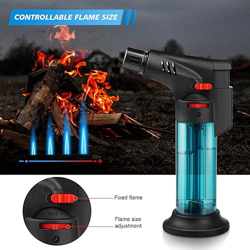 Miniatura 3 de Paquete de 4 encendedores, llama chorro, gas butano, mini encendedores recargables a prueba de viento, para vela, chimenea, parrilla (gas no