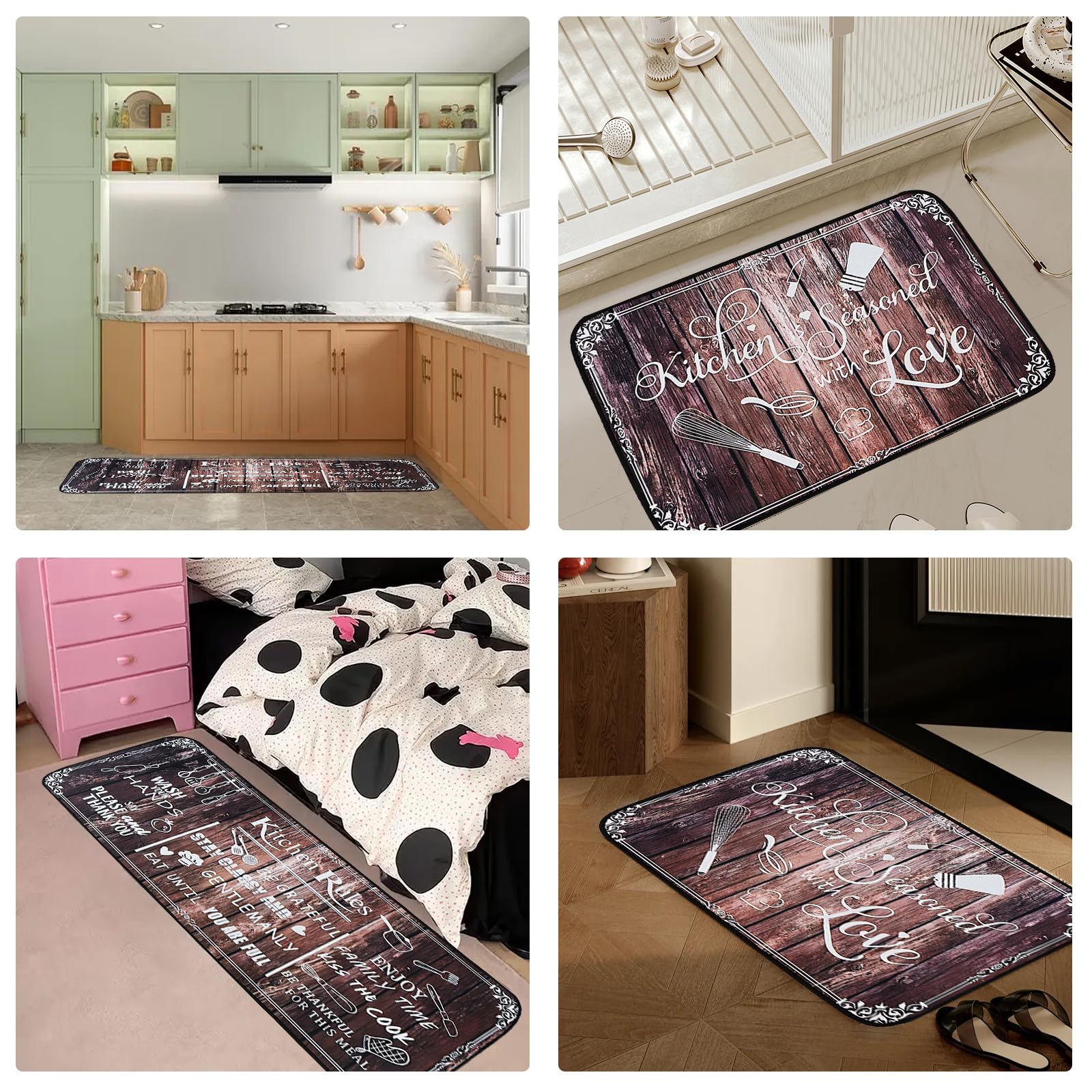 Fecialy Set di tappeti da cucina e tappetino da cucina antiscivolo 2 pezzi, tappeti da cucina resistenti e anti-fatica, tappetino da cucina lavabile per cucina, sala da pranzo,40x60+40x120cm