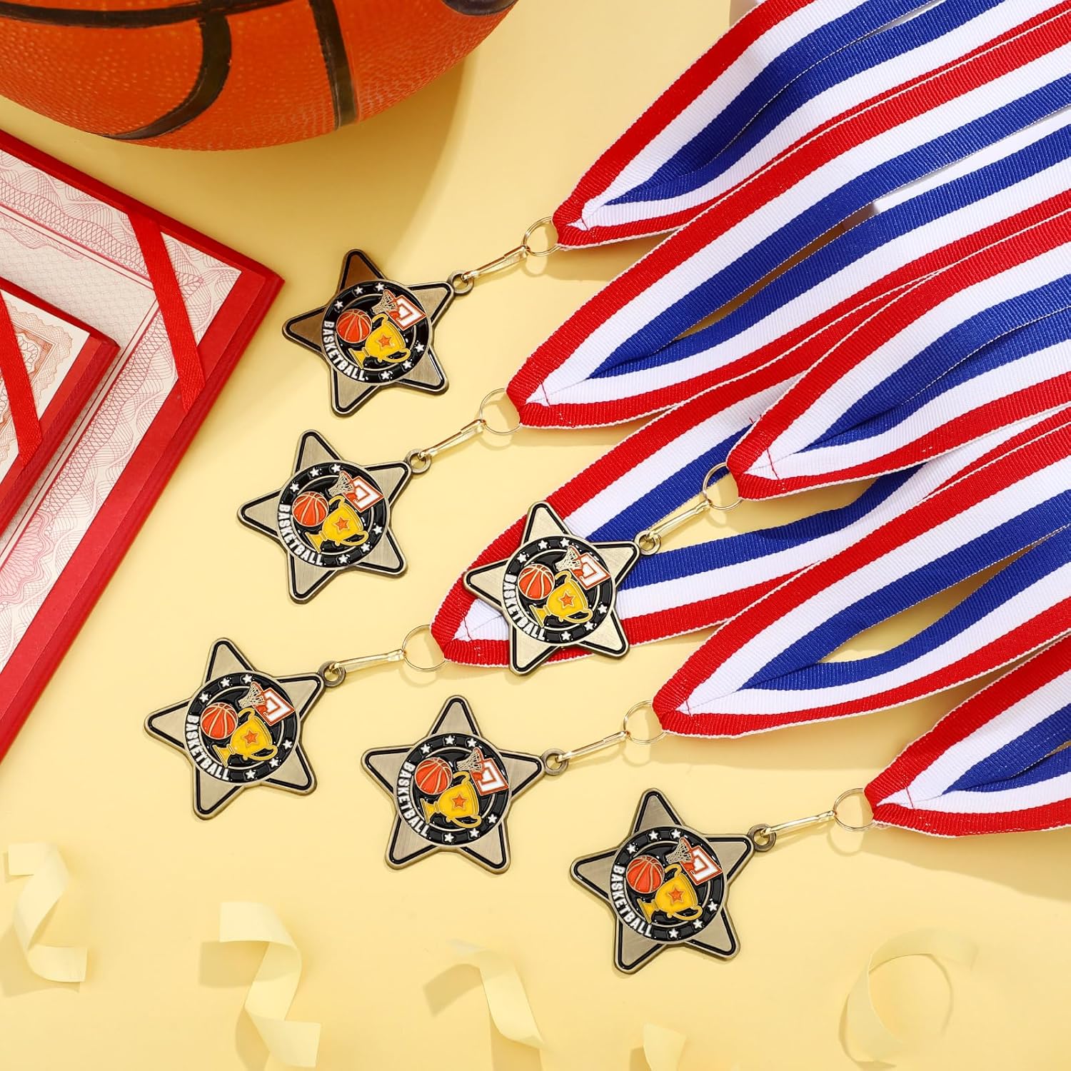 Tondiamo 24/48 Pcs Award Medals Bulk Sports Medals with Neck Ribbons 2 Inches Winner Award Prize Gift for Sports Themed Party Favors Team Tournaments Competitions Match