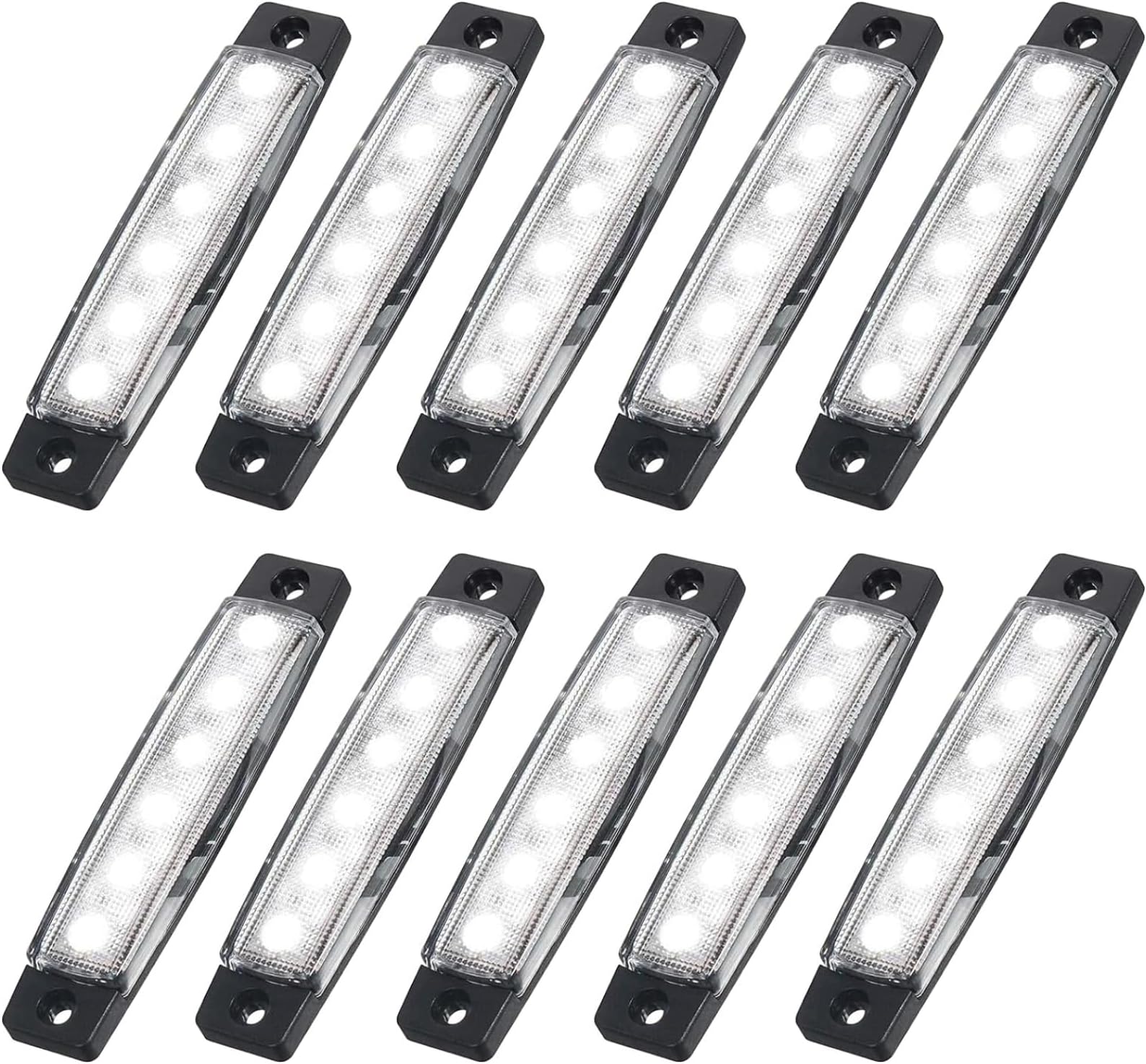 Zurligi 10 Pcs White LED Rock Strip Lights, Wheel Well Underglow Lighting Kits,Car Rock Lights Exterior Side Marker Lights for Wrangler Truck Golf Cart RV UTV ATV SUV Offroad Snowmobile