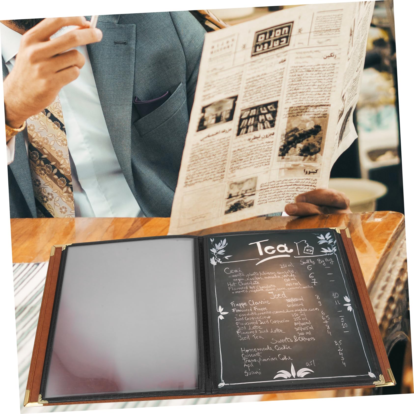 Mikikit 2 Piezas Funda Transparente para Menú de Restaurante de PVC Flexible Carpeta Reutilizable para Menú Soporte Resistente para Bares y