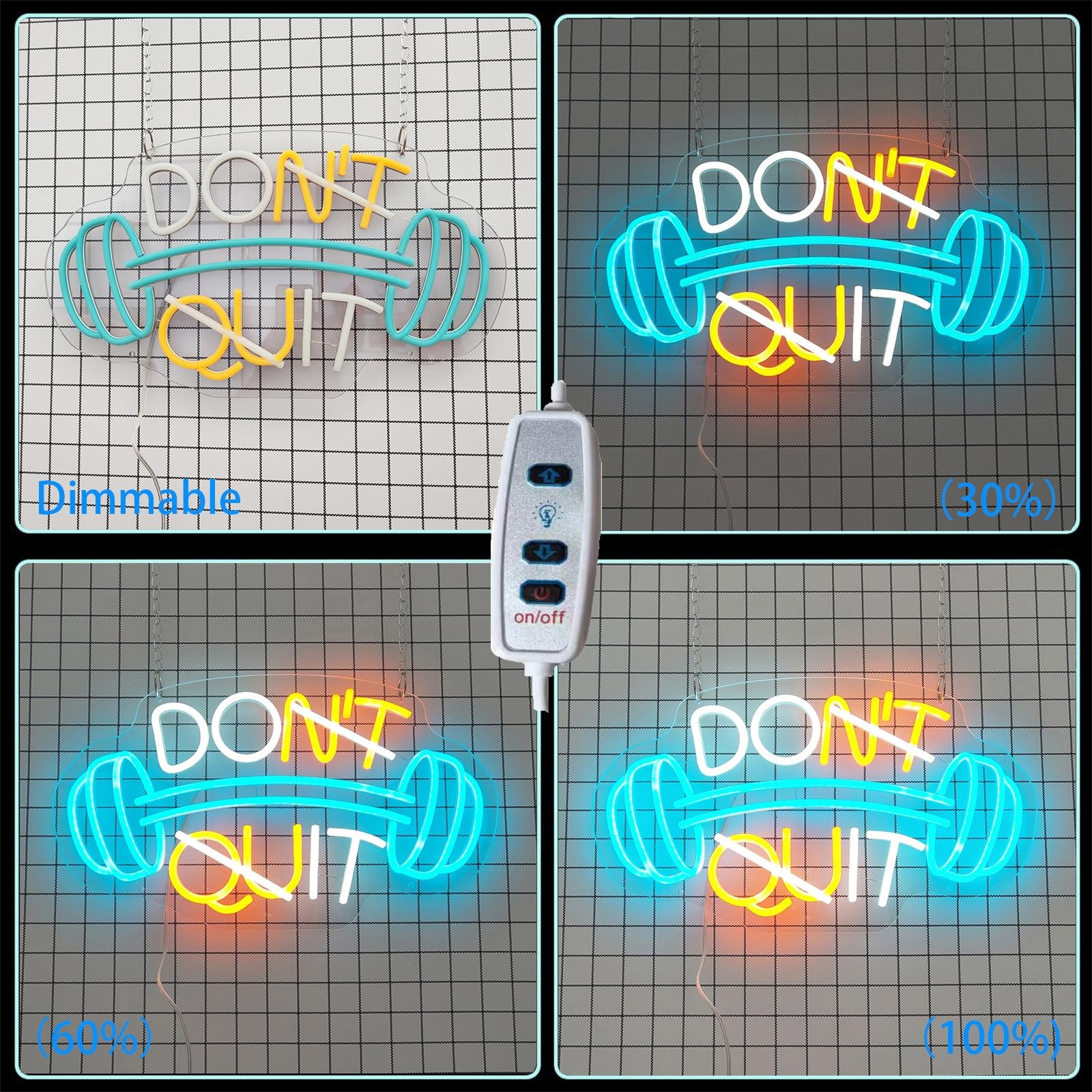 REWIS No te Rindas, hazlo, Letrero de neón LED, Luces de neón atenuables alimentadas por Enchufe, Letrero Iluminado para Sala de Juegos, Gimnasio, Estudio Deportivo, Club de Fitness,55x32cm