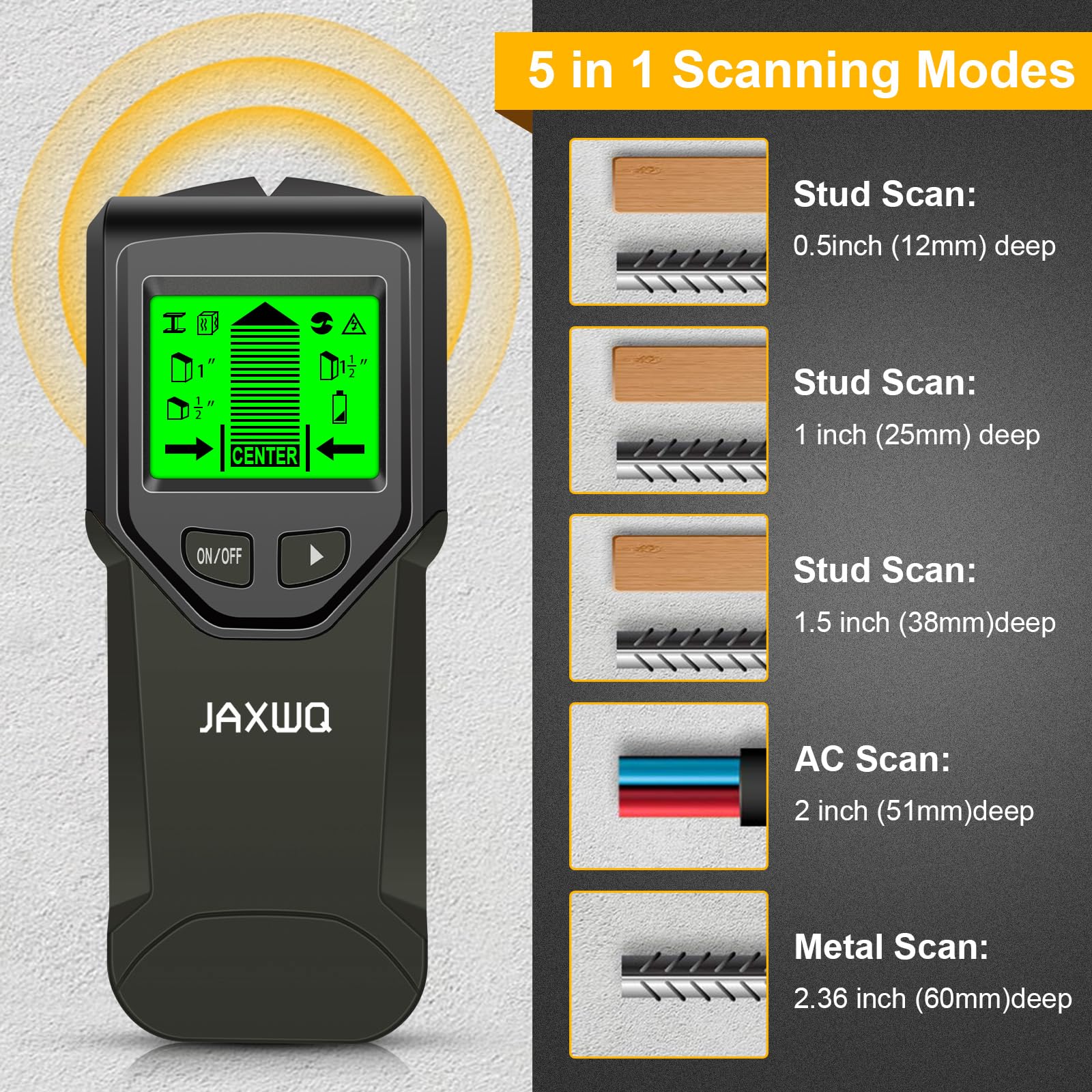 JAXWQ Stud Finder - Metal & Wood Detector -3