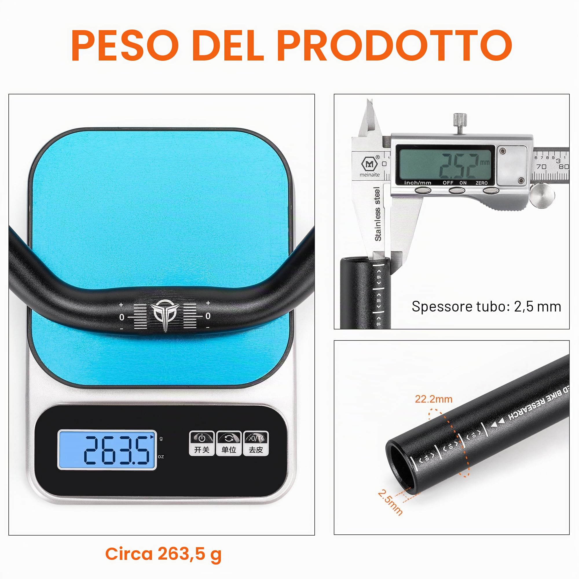 GEWAGE Manubrio Bici 25,4 mm – Manubrio Riser da 620 mm in Lega di Alluminio 6061, Rise 30/50 / 70/90 / 120 mm, Backsweep 12°, per MTB, Dirt Bike e Bici Ibride (Black, 70mm Rise)
