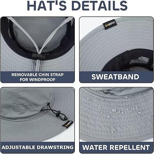 Miniatura 10 de G GIEPHT Sombrero de pesca para hombre, sombrero de sol de ala ancha, protección UV SPF XL, XXL, tamaño grande, cabeza grande, senderismo, playa,