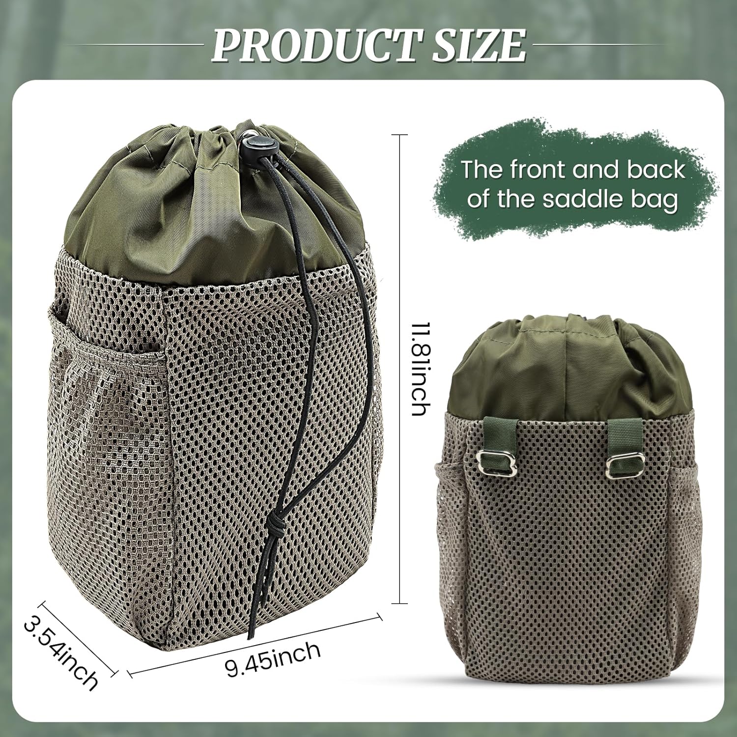 Saddle Hunting Dump Pouch, Mesh Hunting Storage Bag with Drawstring Closure, Easily Attaches to Any Saddle, Hunt Accessories