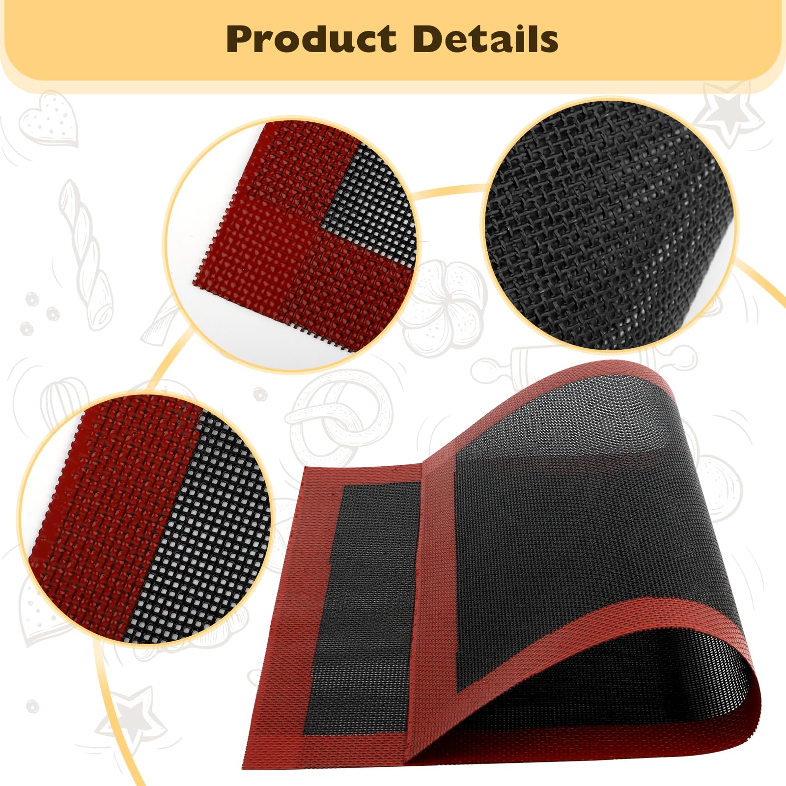 Tapis de cuisson en silicone 40 x 30 cm Lot de 2 Réutilisables Antidérapants Pour four, micro-ondes