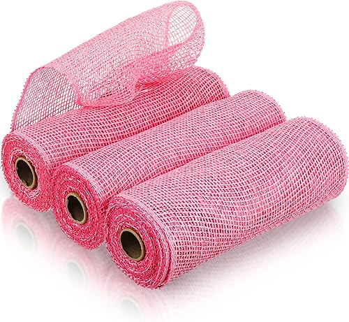 Vista 42 de 3 rollos de malla decorativa de arpillera de poliéster de 10 pulgadas de ancho, rollos de cinta decorativa de poliéster para decoración de coronas