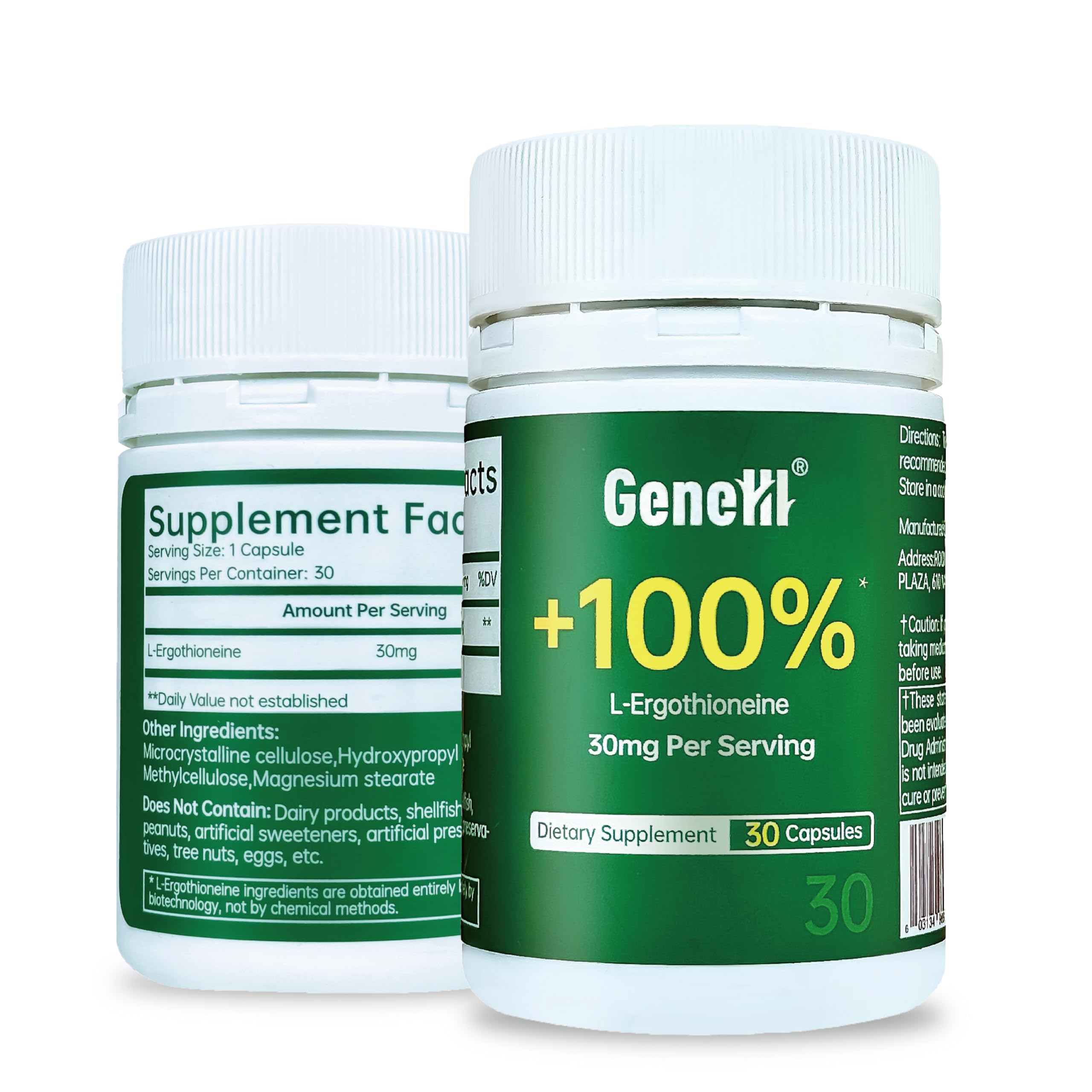L-Ergothioneine Supplement 30mg - Fermentation-Based 99.99% Purity Antioxidant - Clinically Studied to Support Longevity, Restful Sleep & Healthy Aging - Vegan & Non-GMO - 30 Capsules L-Ergothioneine 30 Count (Pack of 1)