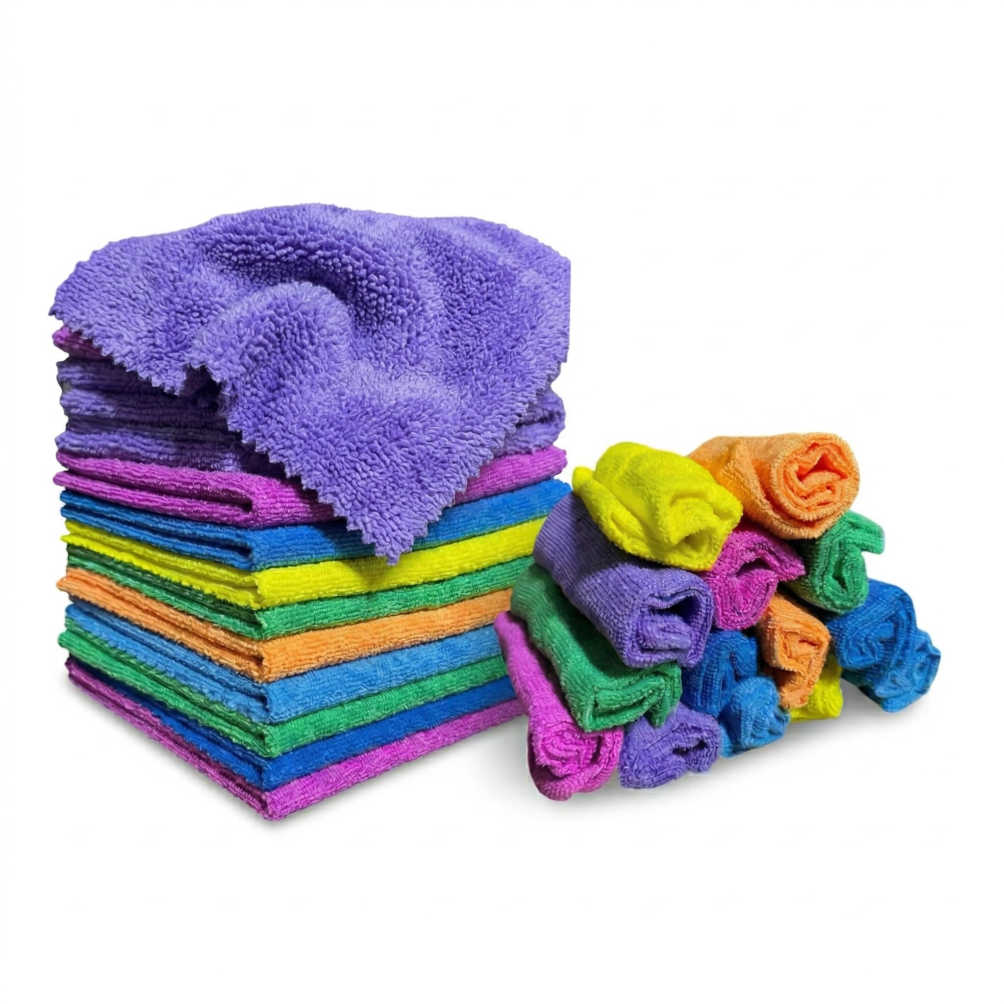 Premium 14'lü Çok Amaçlı Mikrofiber Temizlik Bezi Seti - 30x30 cm Süper Emici, Çizmez, Hav Bırakmaz (Mutfak, Oto, Cam ve Genel Ev Temizliği İçin)