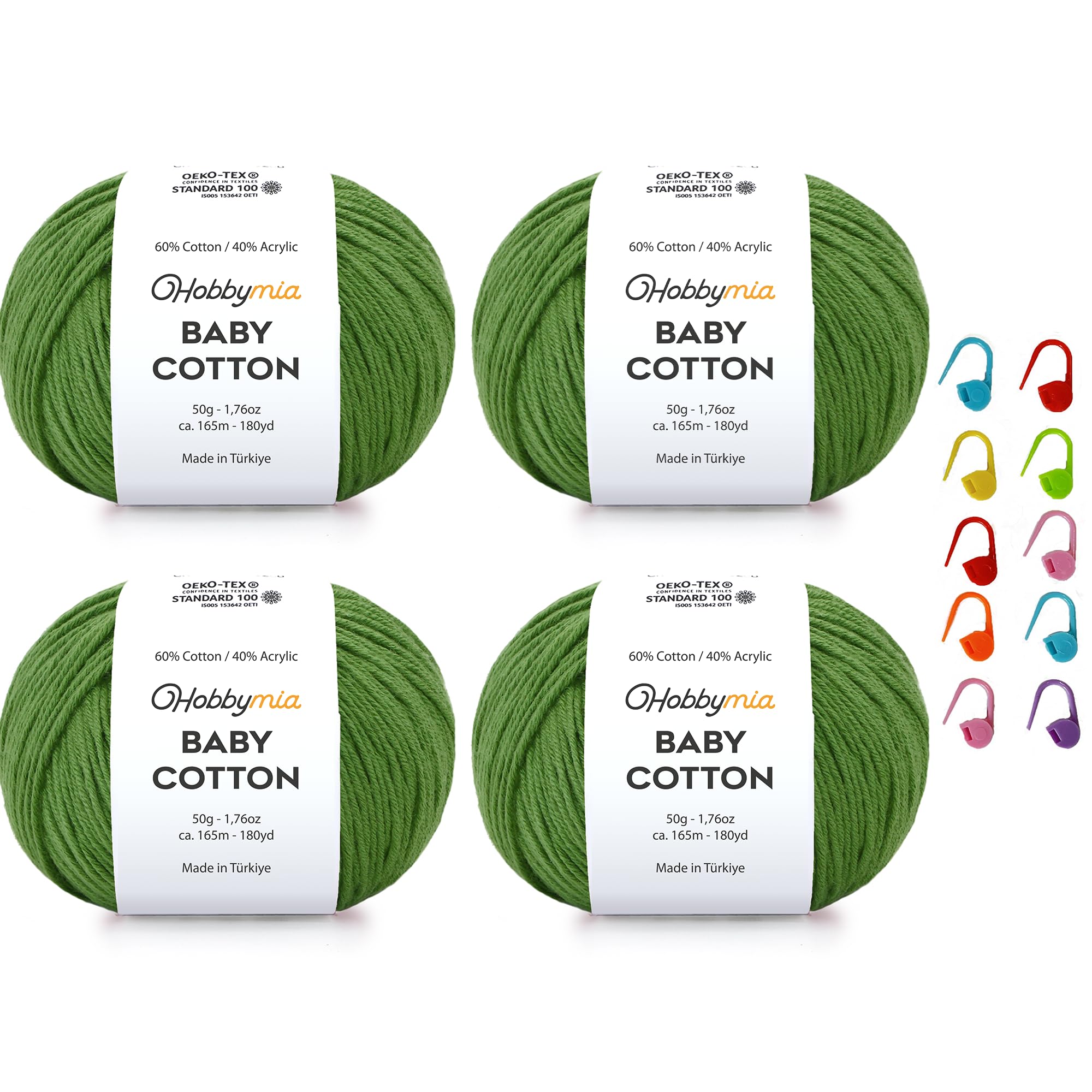 Baby Cotton Blend Yarn – Soft Sport Weight Yarn for Crochet & Amigurumi - 50g/180yds - 60% Cotton 40% Acrylic - Ideal for Baby & Knitting Proj.(Neon Green, 1 Ball) — view 17