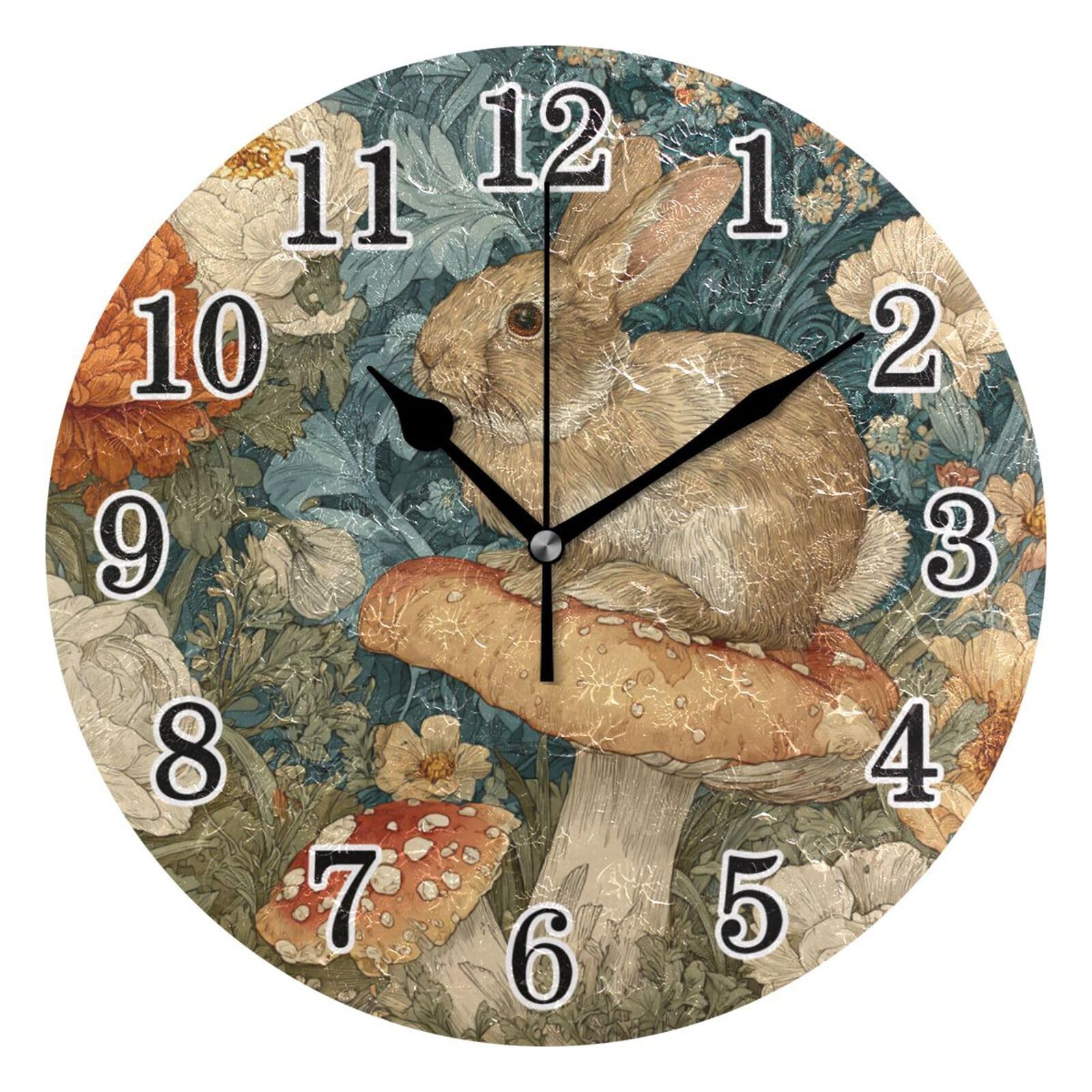 Horloges murales Fleur De Lapin motif champignon d'automne de 25cm