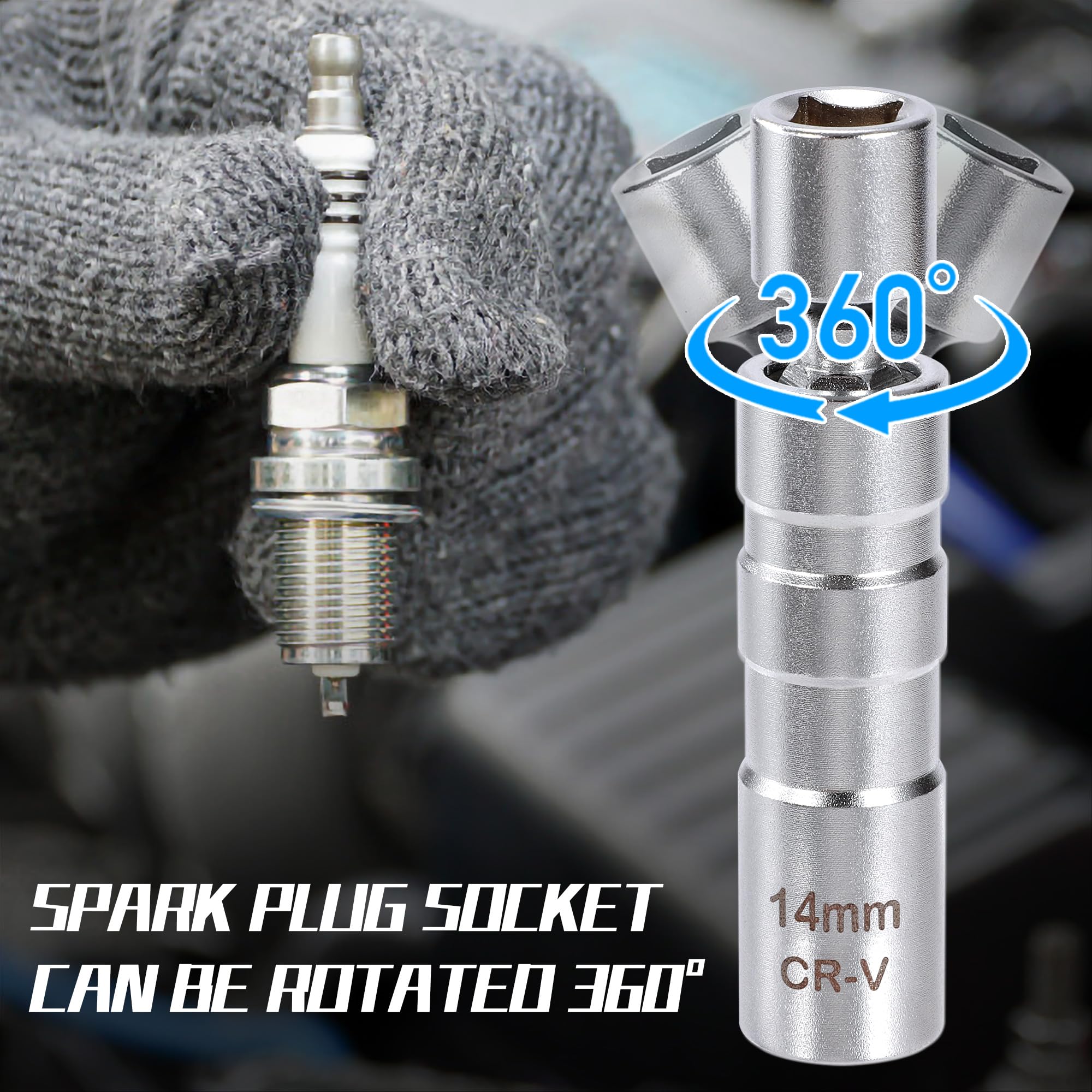 GETLITOOL Zündkerzenschlüssel Set - 14mm & 16mm Magnet Mit 3/8 Antrieb Für Auto