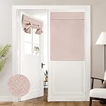 HOMEIDEAS 100% White Linen Blackout French Door Curtains, Privacy Door Window Curtains, 26 X 72 Inch Room Darkening Blinds, Thermal Insulated Shades for Bedroom, 1 Panel