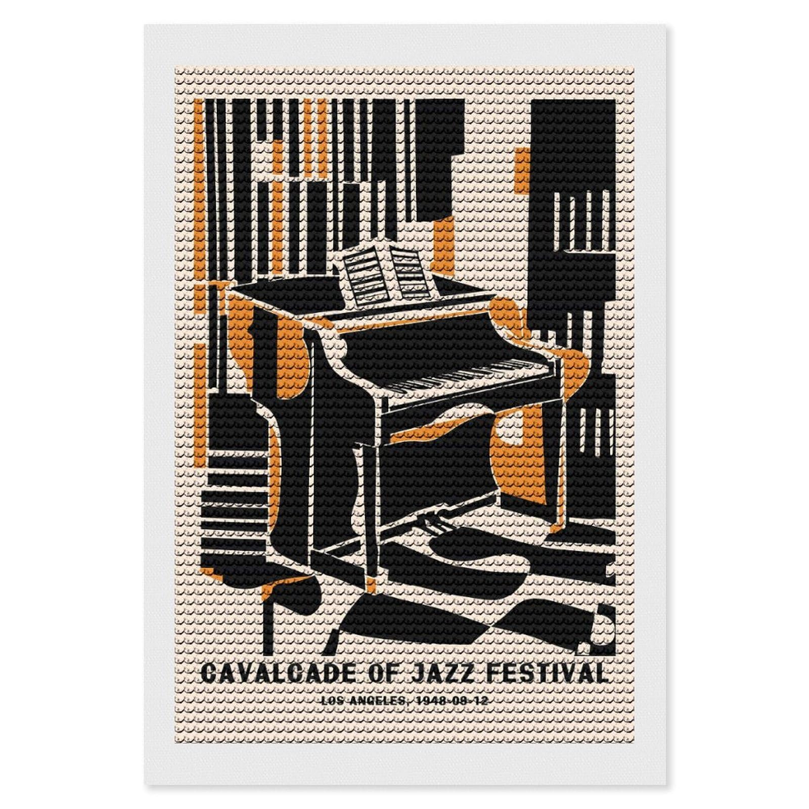 Junmoney Cavalcade of Jazz 1948 Diamond Art Canvas 8"x12", for Family Craft Time, Creative Leisure Activity, Living Room Decor, Festive Craft Gift