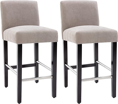 Watson & Whitely Taburetes de bar de altura de mostrador con respaldo, taburetes de bar tapizados de tela fácil de limpiar, juego de 2, sillas de
