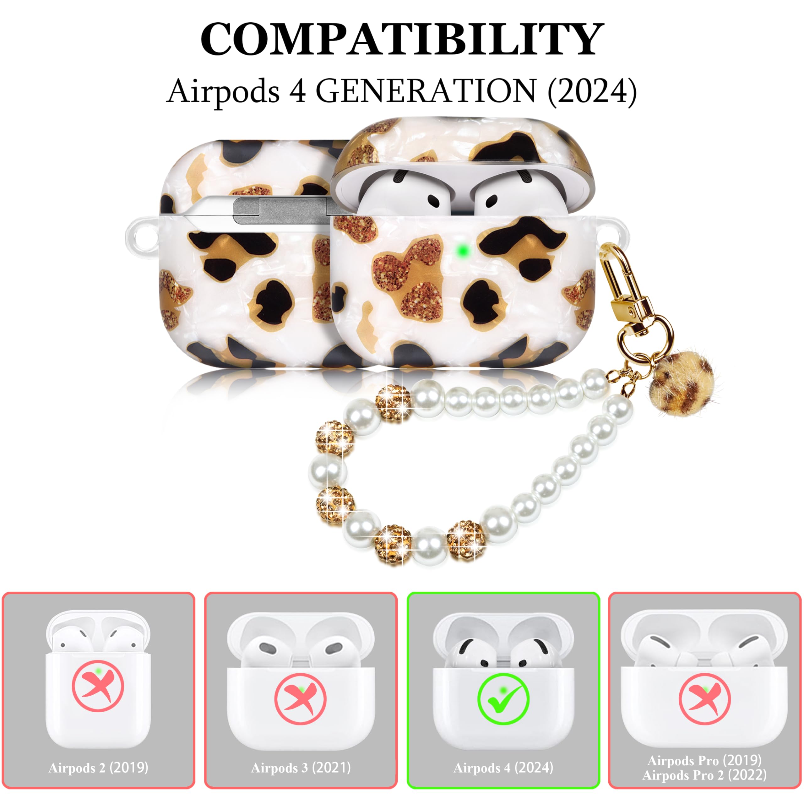 Amazon.co.jp: Airpods 4 Gen (2024) 用かわいいケース ヒョウ柄ハード