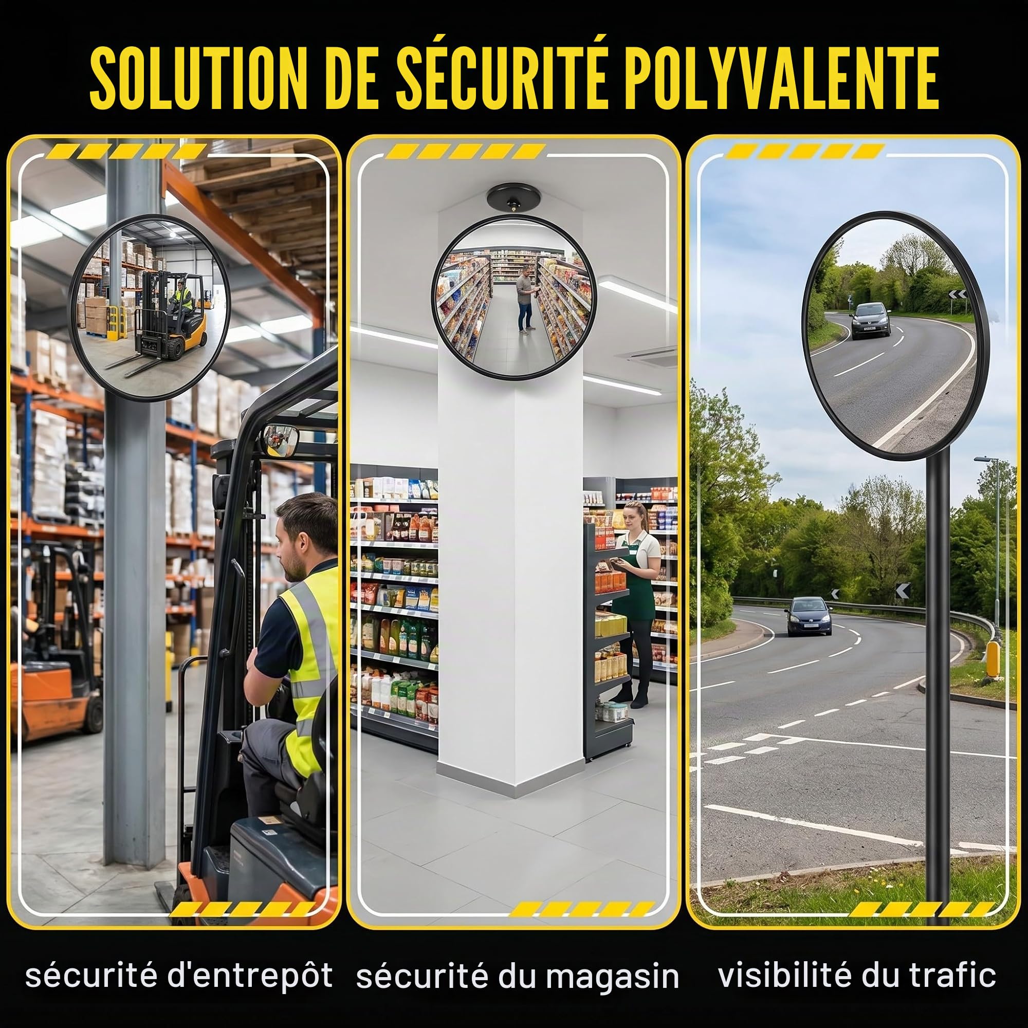 Mini Miroir Convexe De Circulation 17cm Grand Angle, Miroir Routier De Securite, Retroviseur Exterieur Et Interieur Incassable Pour Une Visibilite Maximale